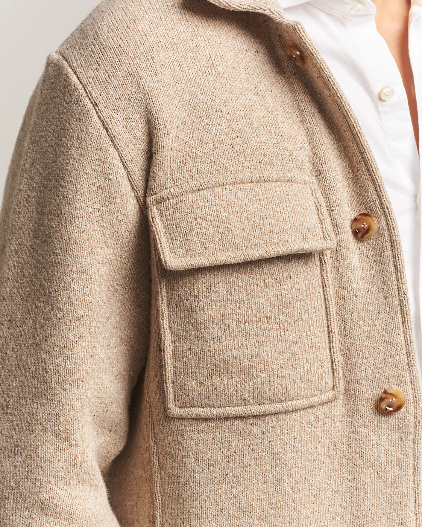 Herre | Trøjer | Lardini | Knitted Shirt Jacket Beige