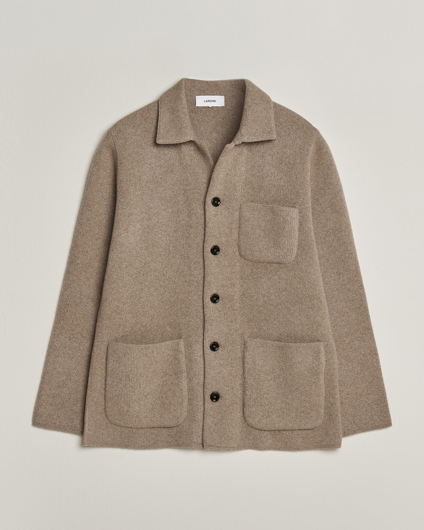 Herre | Trøjer | Lardini | Knitted Cashmere Overshirt Light Brown