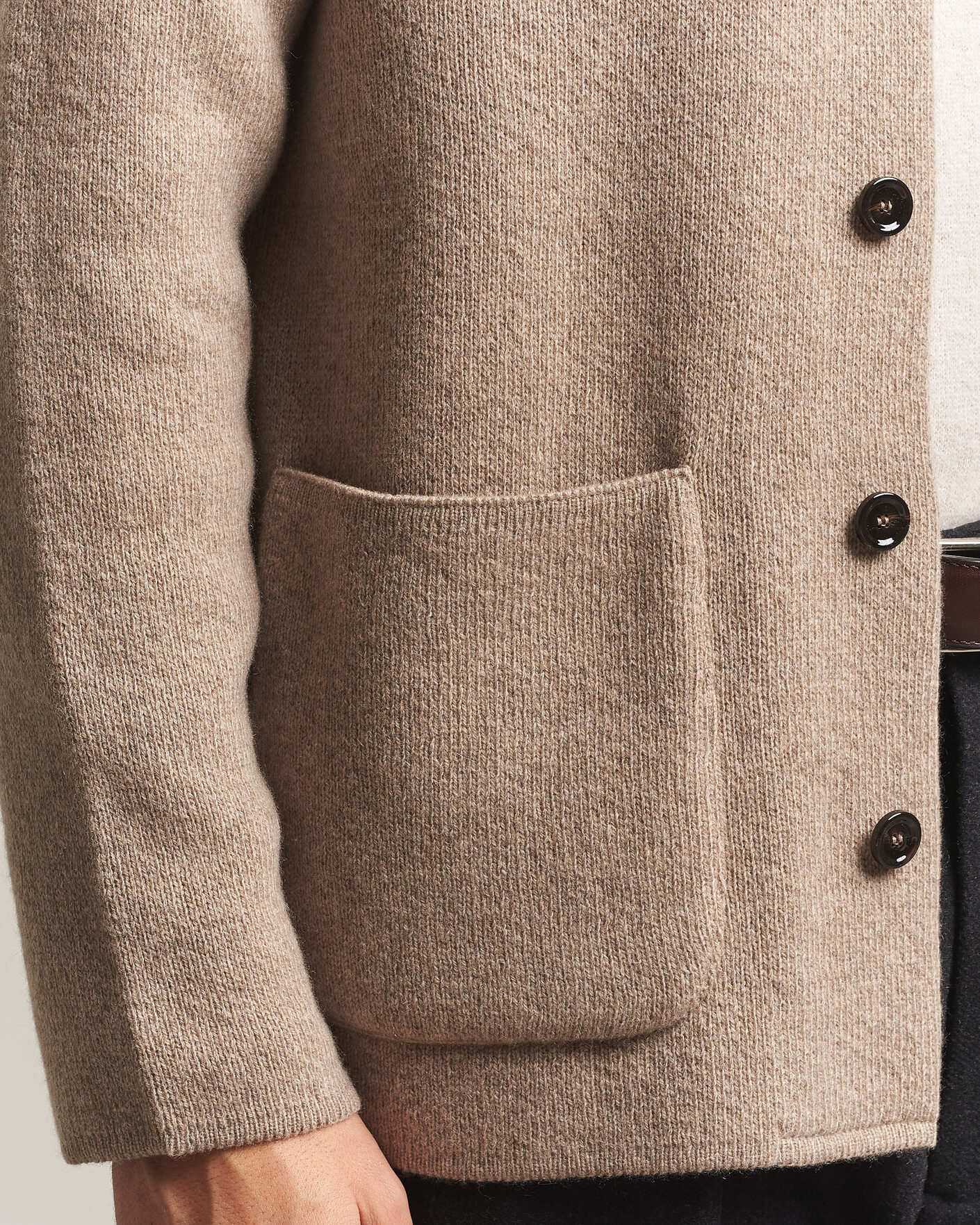 Herre | Trøjer | Lardini | Knitted Cashmere Overshirt Light Brown