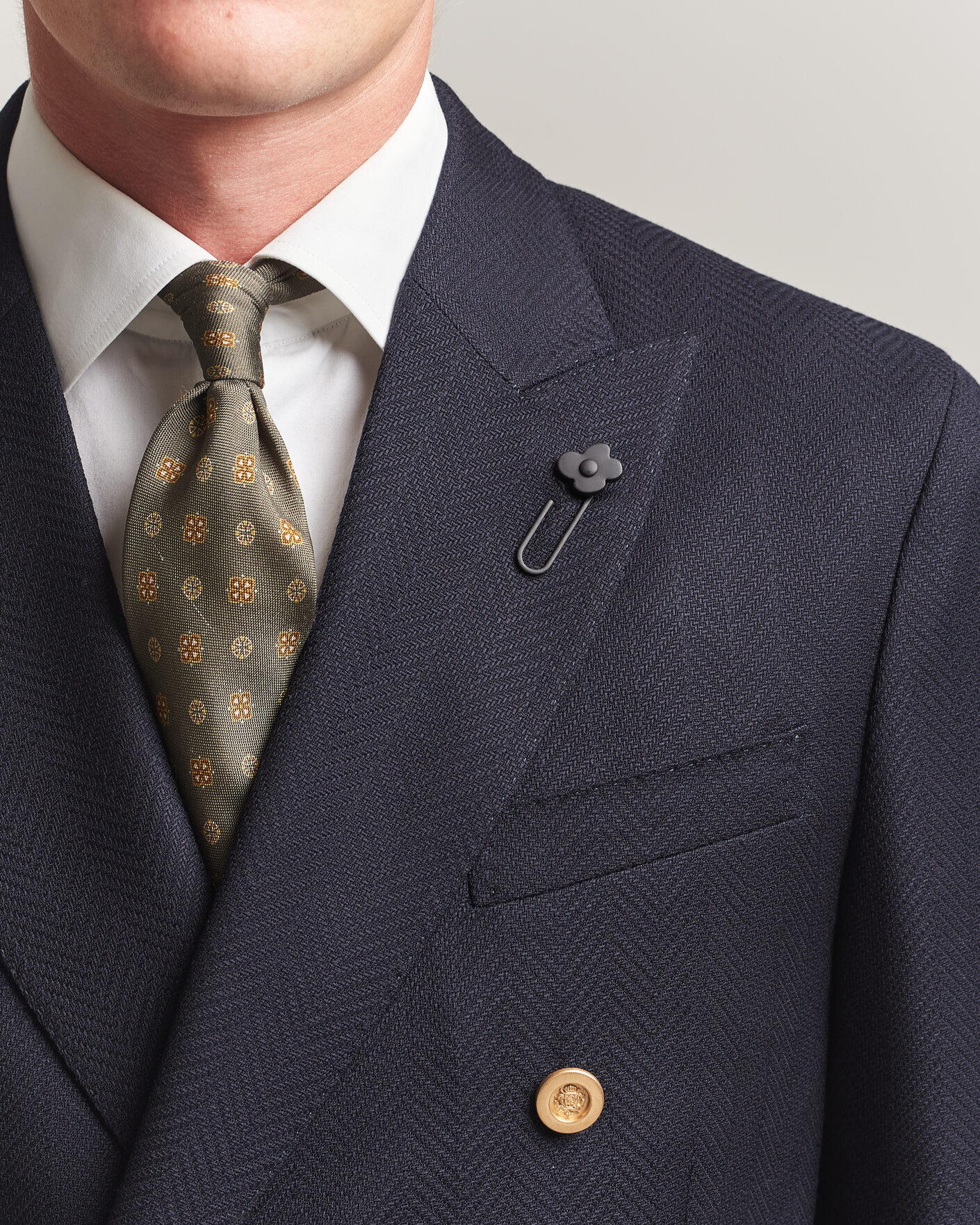 Herre | Blazere & jakker | Lardini | Double Breasted Herringbone Wool Blazer Navy