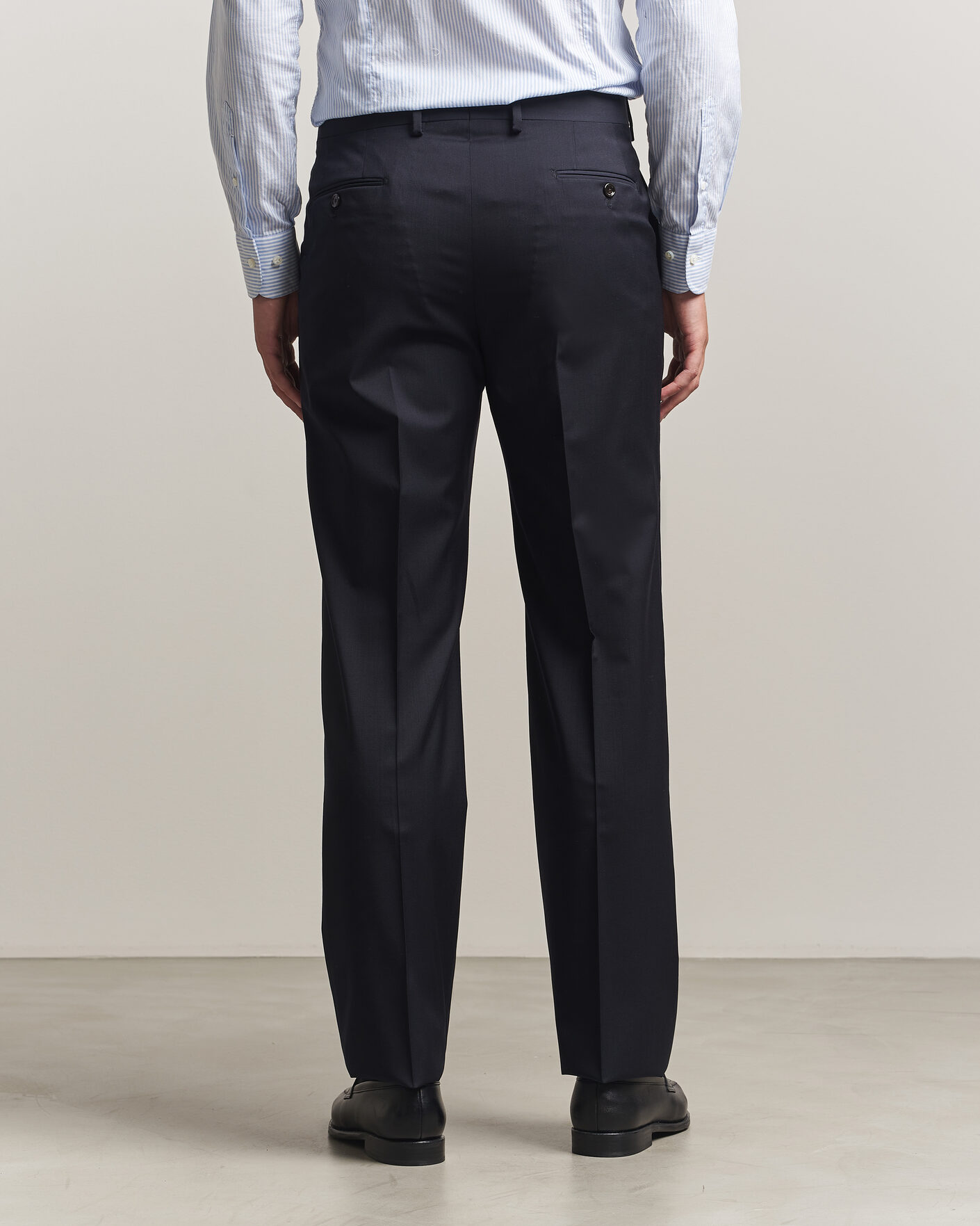Herre | Bukser | Lardini | Straight Fit Wool Trousers Navy