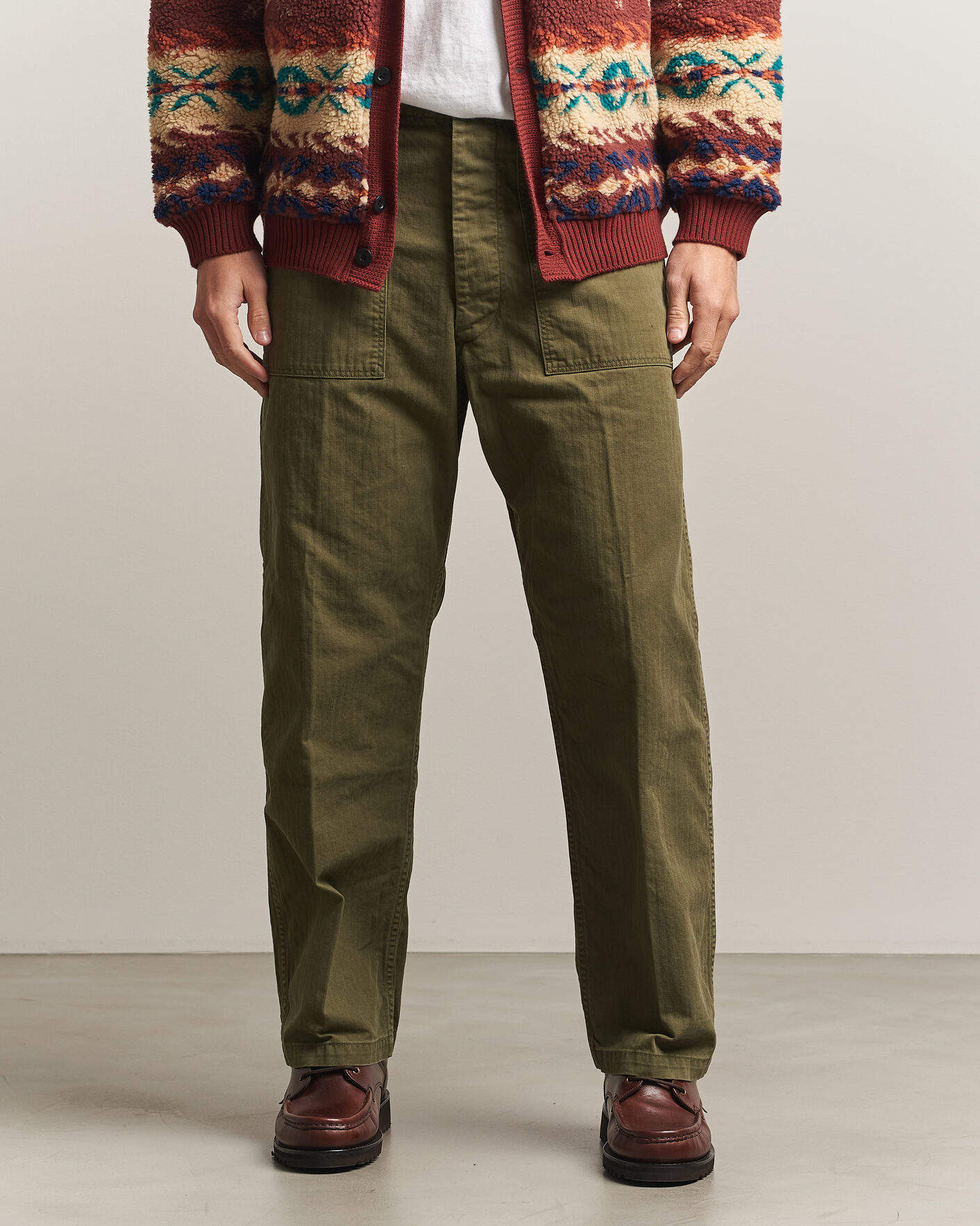 Herre | Bukser | orSlow | Vintage Fit Herringbone Fatigue Pants Army Green