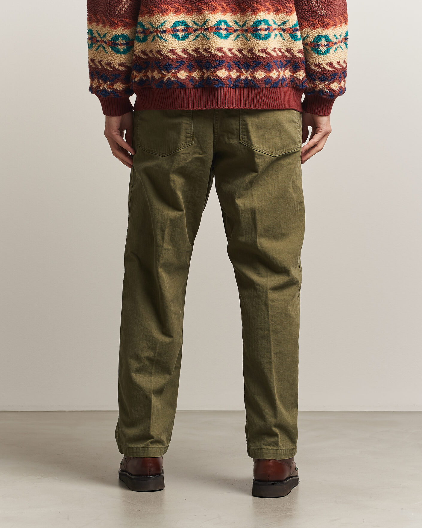 Herre | Bukser | orSlow | Vintage Fit Herringbone Fatigue Pants Army Green