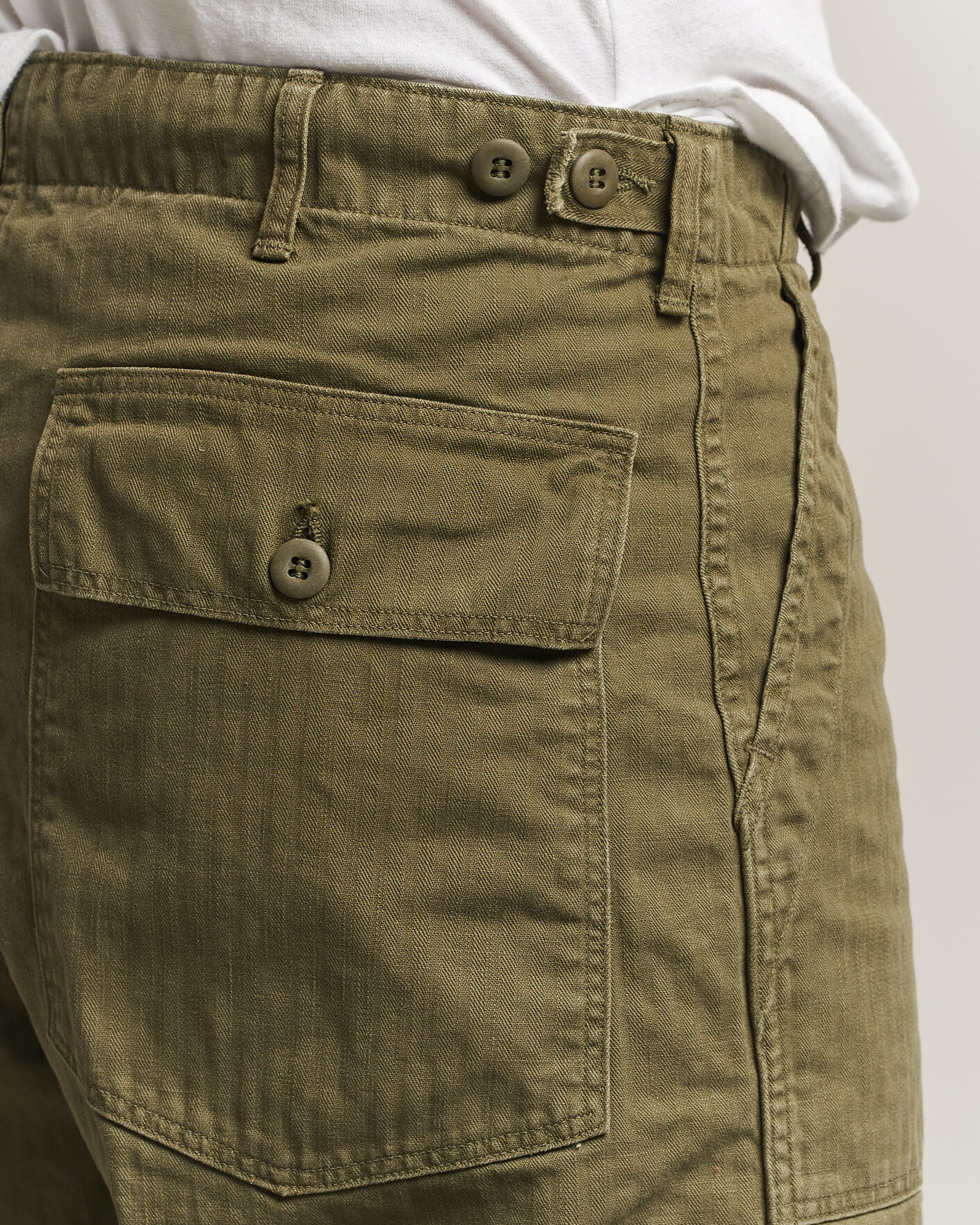 Herre | Bukser | orSlow | Vintage Fit Herringbone Fatigue Pants Army Green