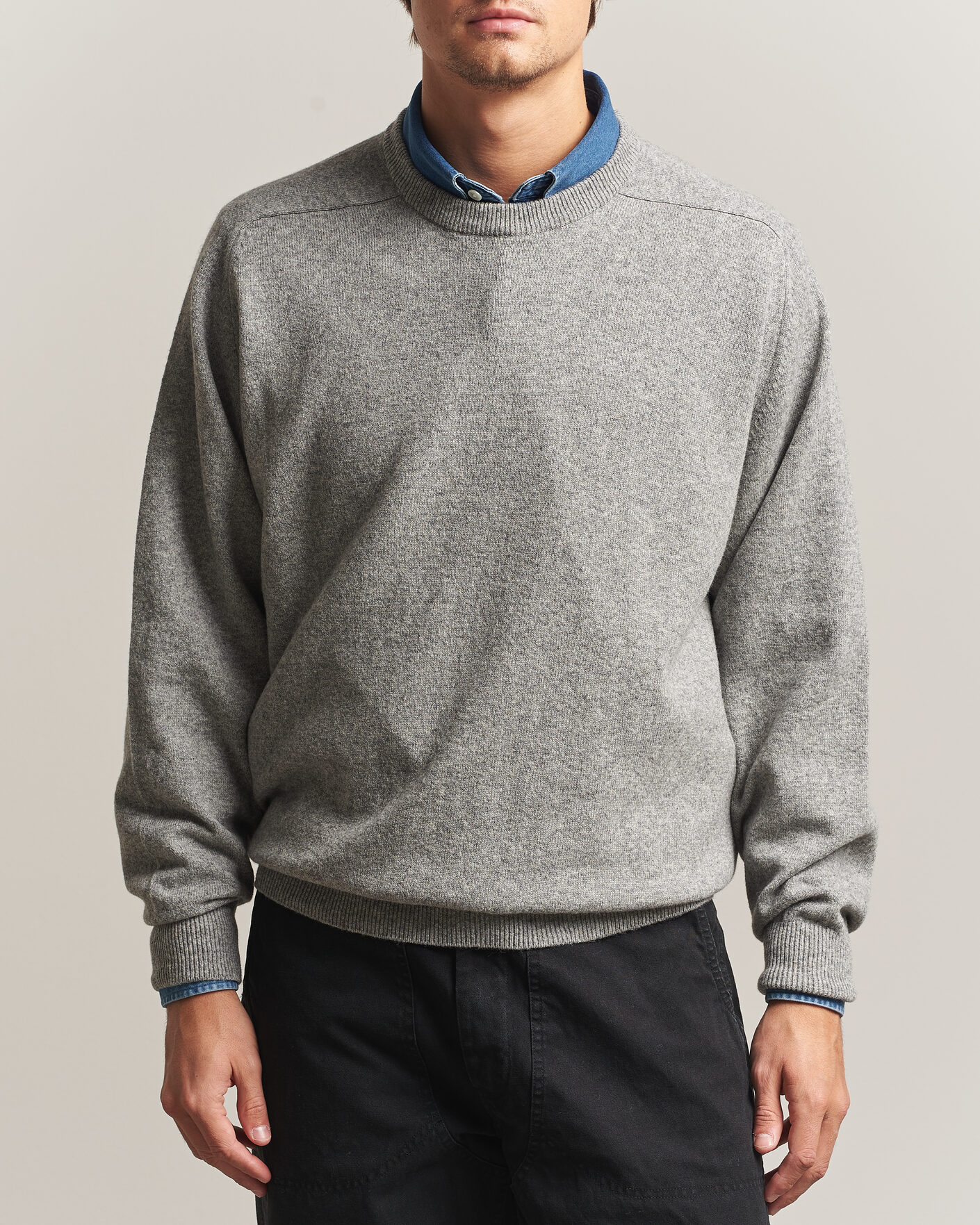 Herre | Trøjer | orSlow | Simple Crew Neck Sweater Light Grey