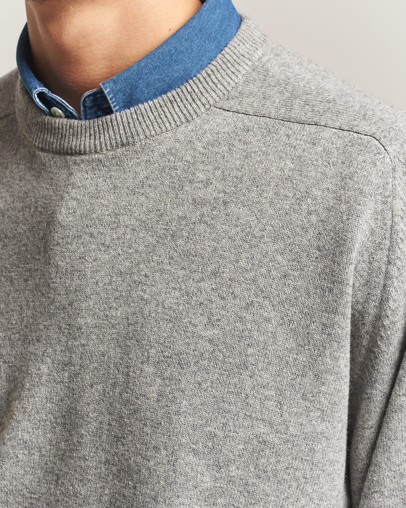 Herre | Trøjer | orSlow | Simple Crew Neck Sweater Light Grey
