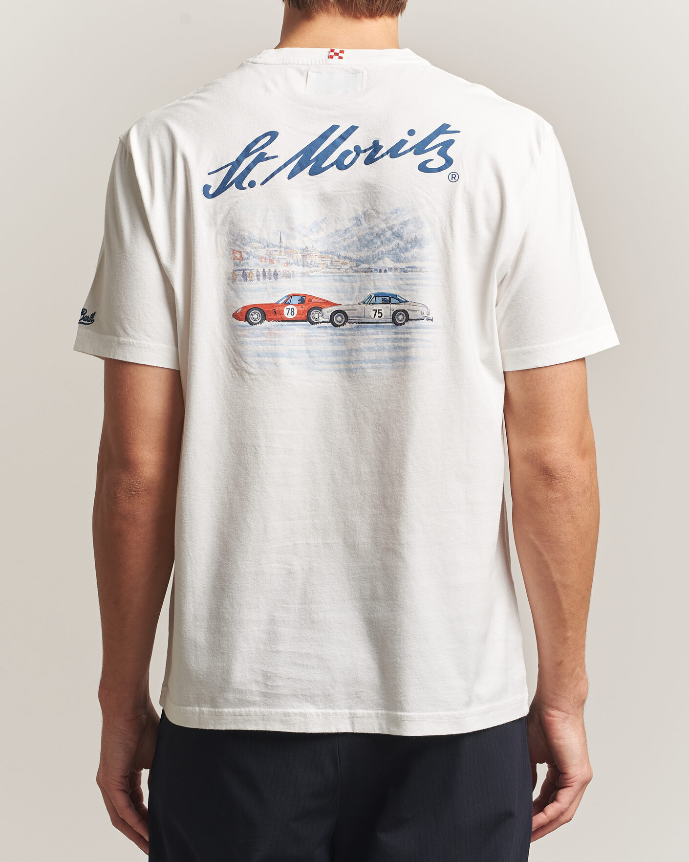 Herre | T-Shirts | MC2 Saint Barth | Back Printed Cotton T-Shirt St Moritz Racing