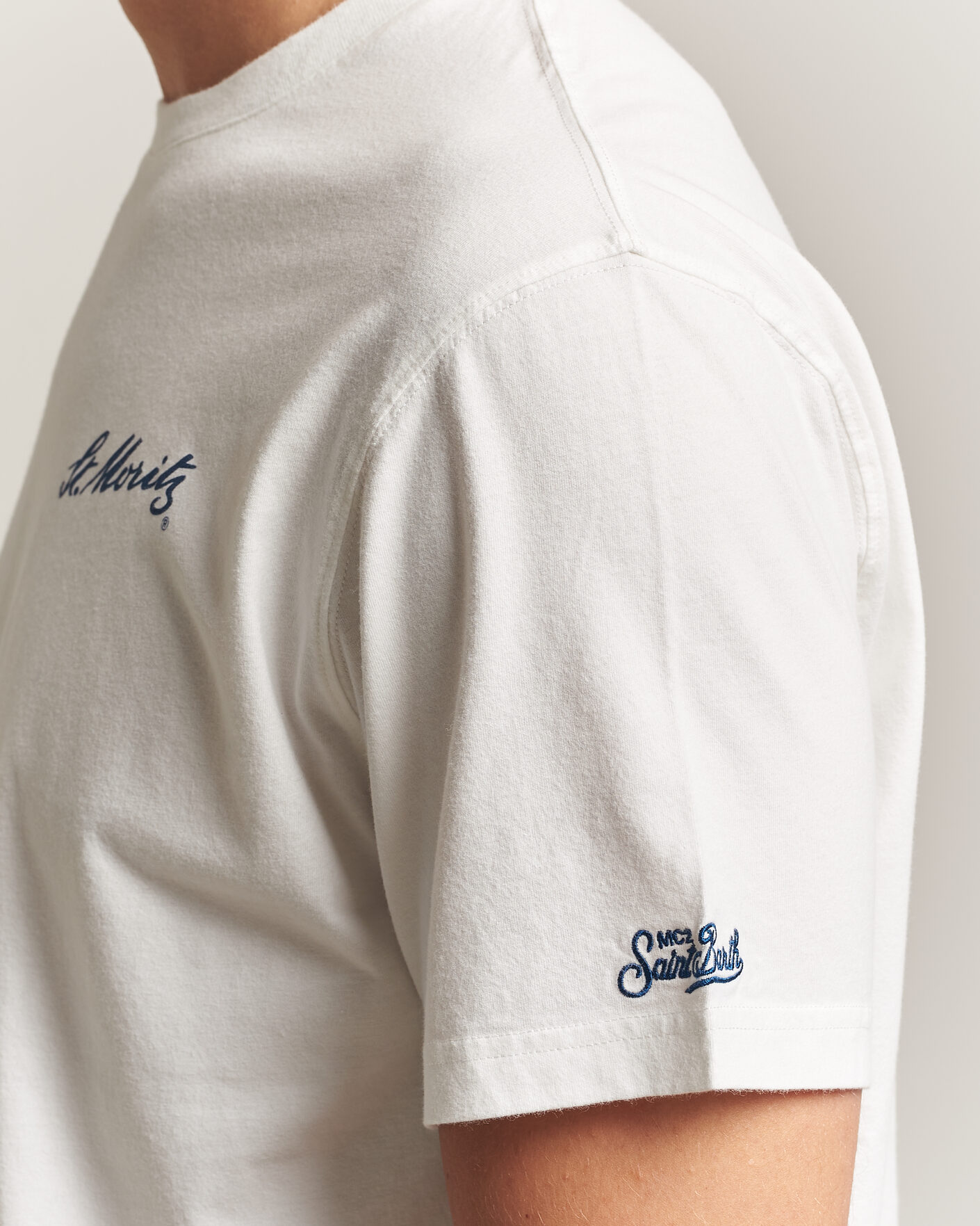 Herre | T-Shirts | MC2 Saint Barth | Back Printed Cotton T-Shirt St Moritz Racing