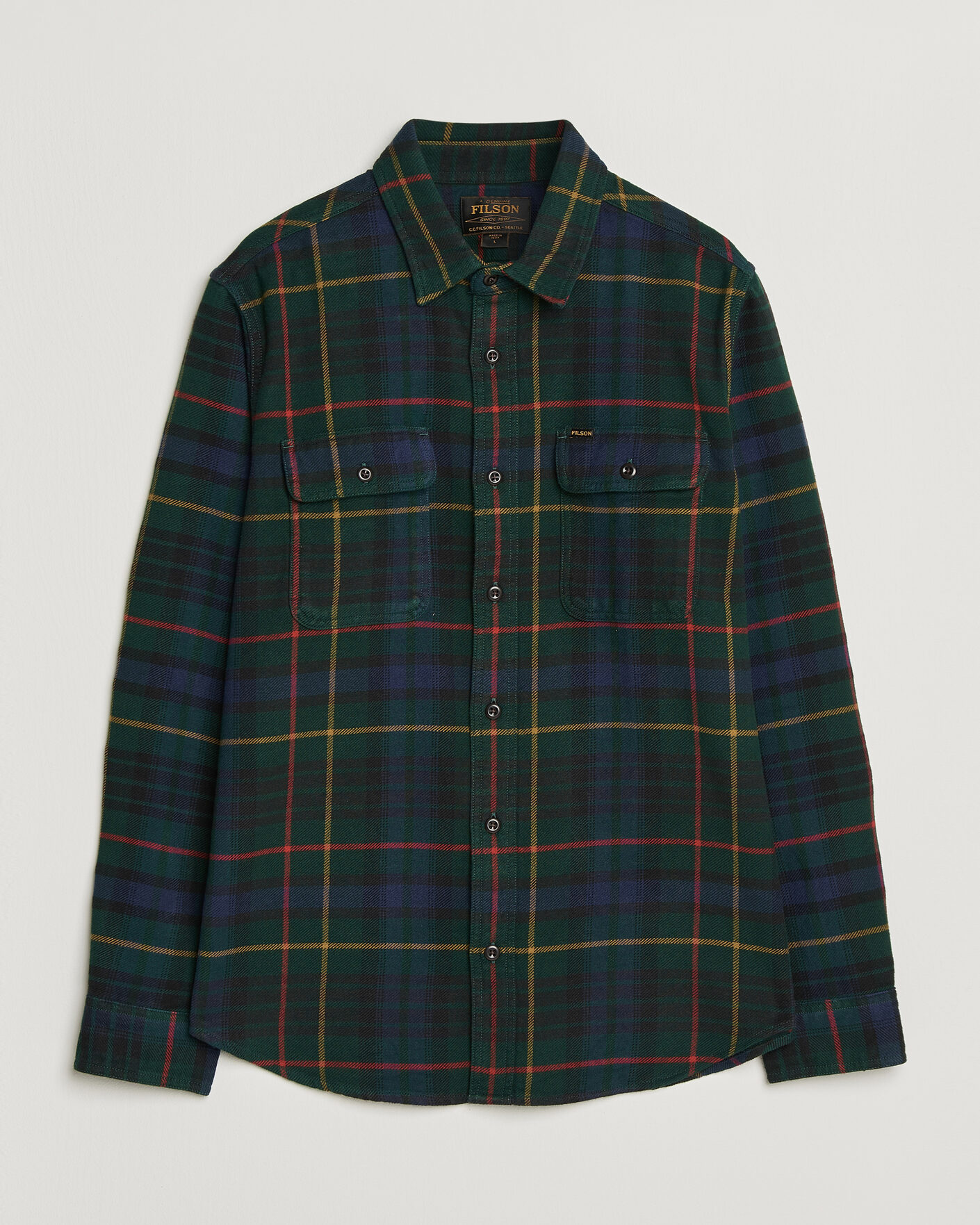 Herre | Skjorter | Filson | Vintage Flannel Work Shirt Green/Navy
