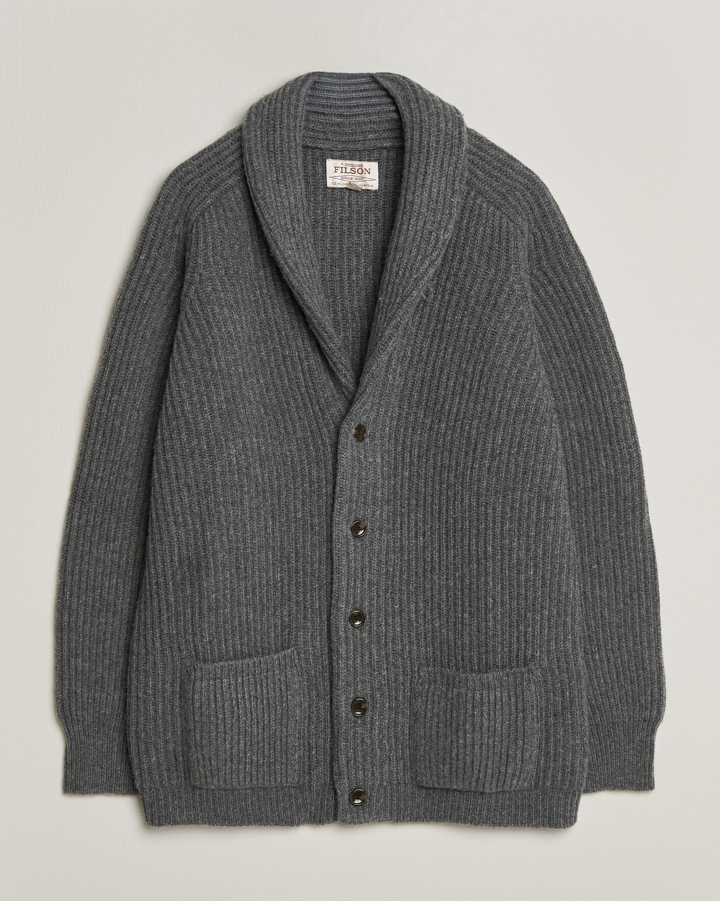 Herre | Trøjer | Filson | Bristol Cardigan Sweater Medium Grey Melange