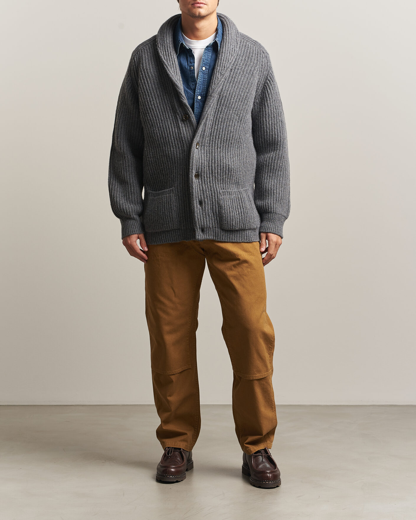 Herre | Trøjer | Filson | Bristol Cardigan Sweater Medium Grey Melange