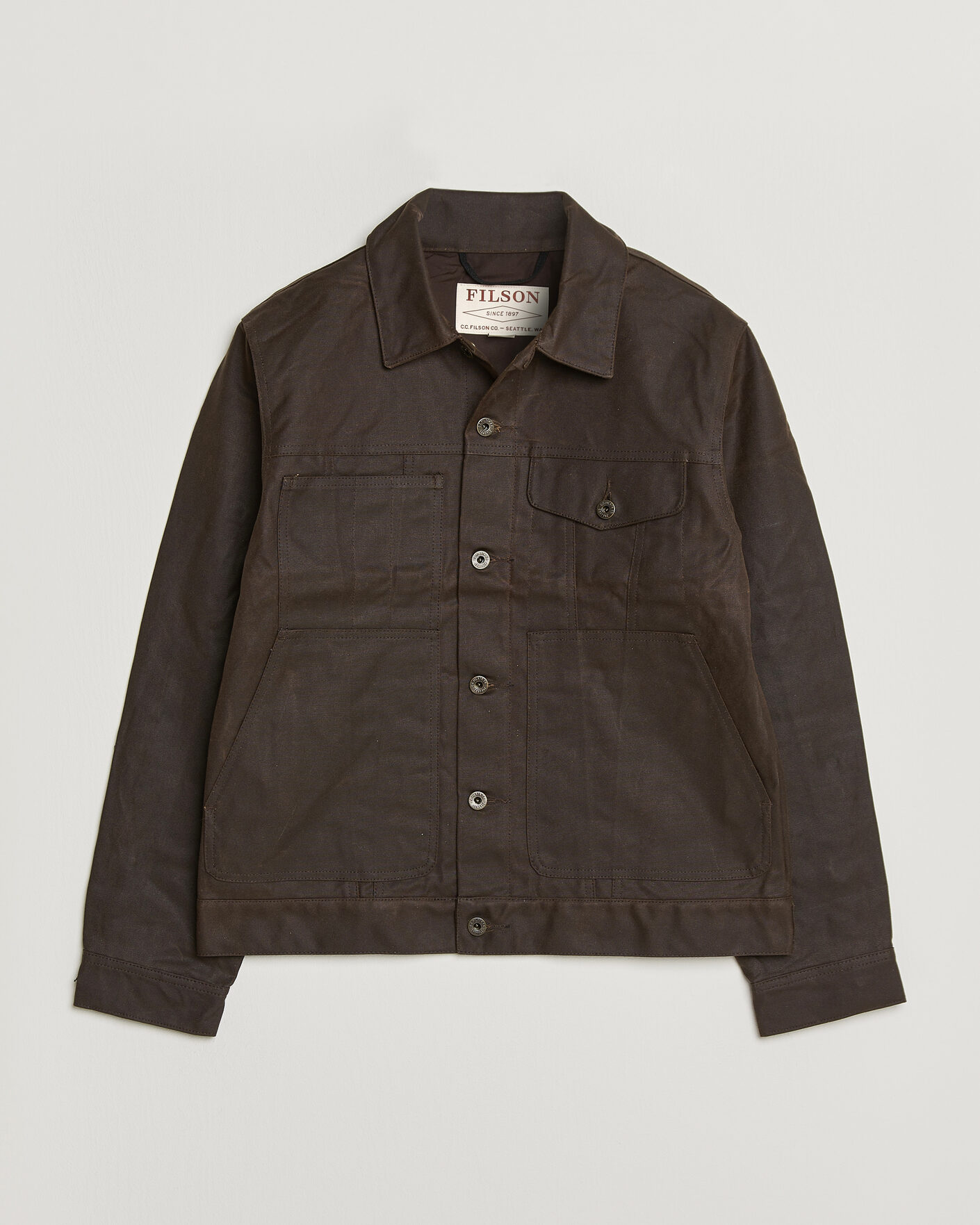 Herre | Jakker | Filson | Short Lined Tin Cloth Cruiser Dark Brown