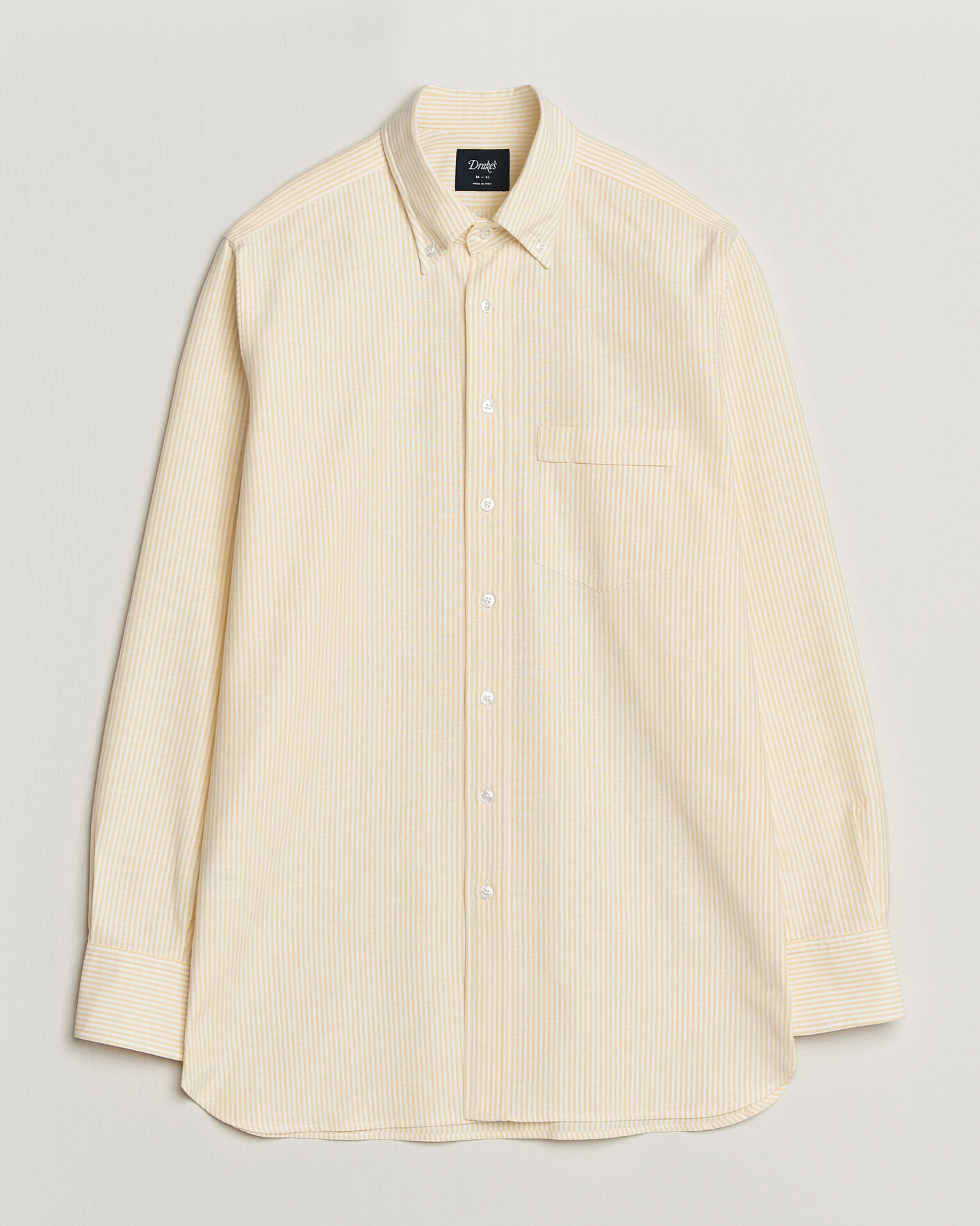 Herre | Skjorter | Drake's | Striped Button Down Oxford Shirt Yellow