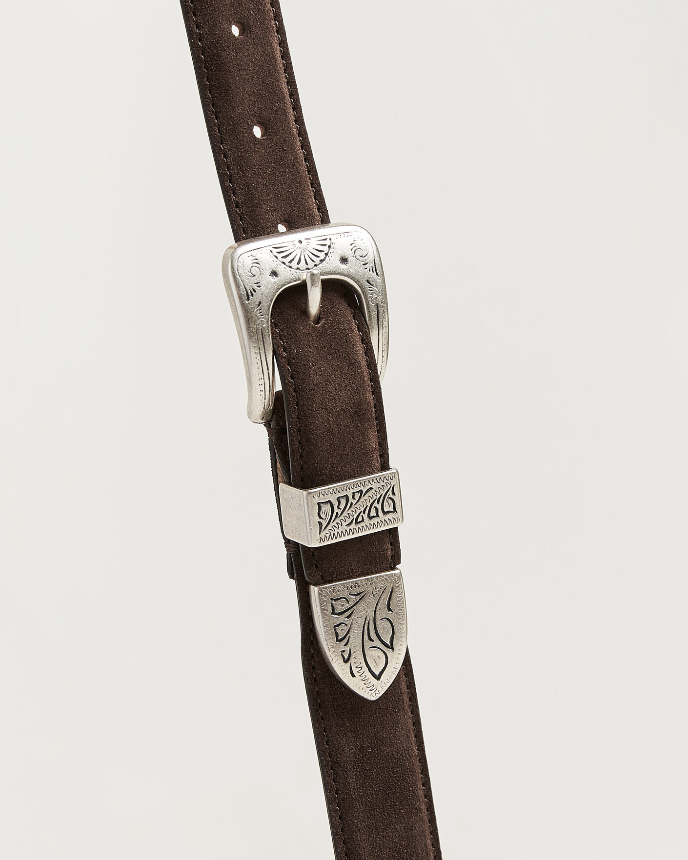 Herre | Bælter | Drake's | Suede Western Belt Dark Brown