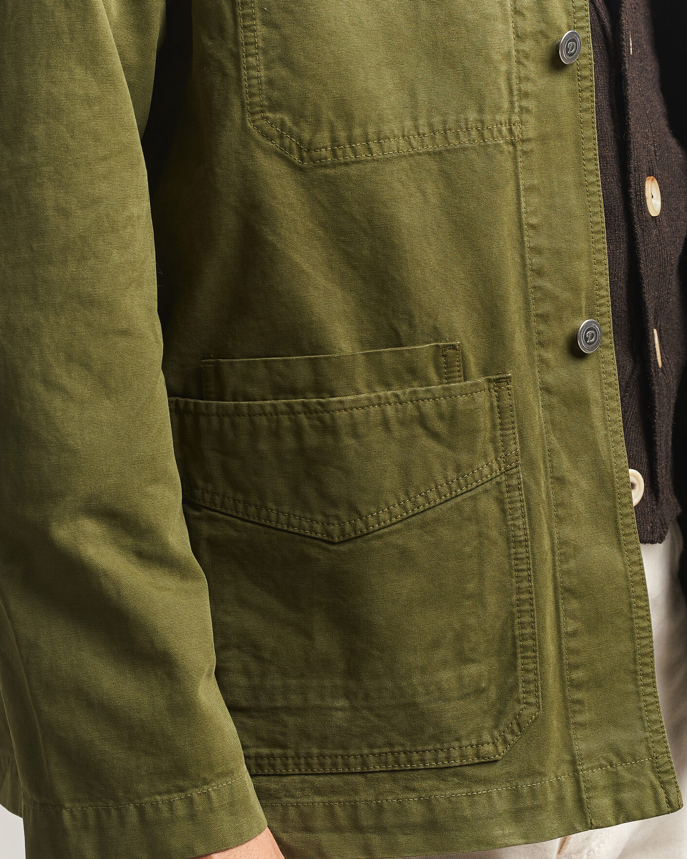 Herre | Jakker | Drake's | Duck Cotton Canvas Chore Jacket Olive