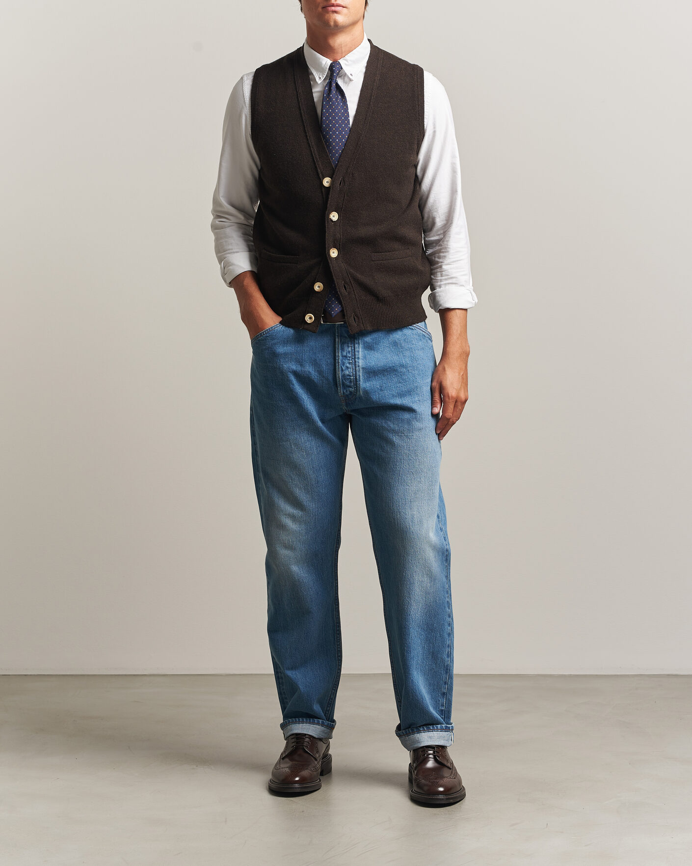 Herre | Jeans | Drake's | 5-Pocket Japanese Selvedge Denim Stone Wash