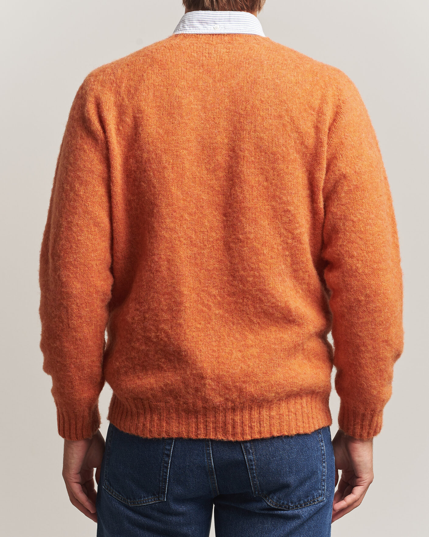 Herre | Trøjer | Drake's | Brushed Shetland Crew Orange
