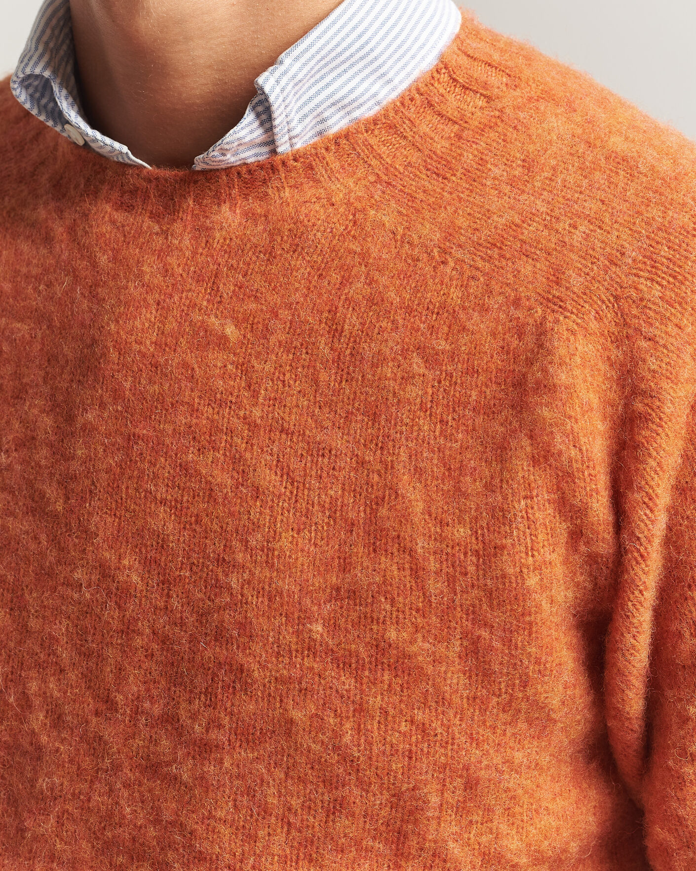 Herre | Trøjer | Drake's | Brushed Shetland Crew Orange