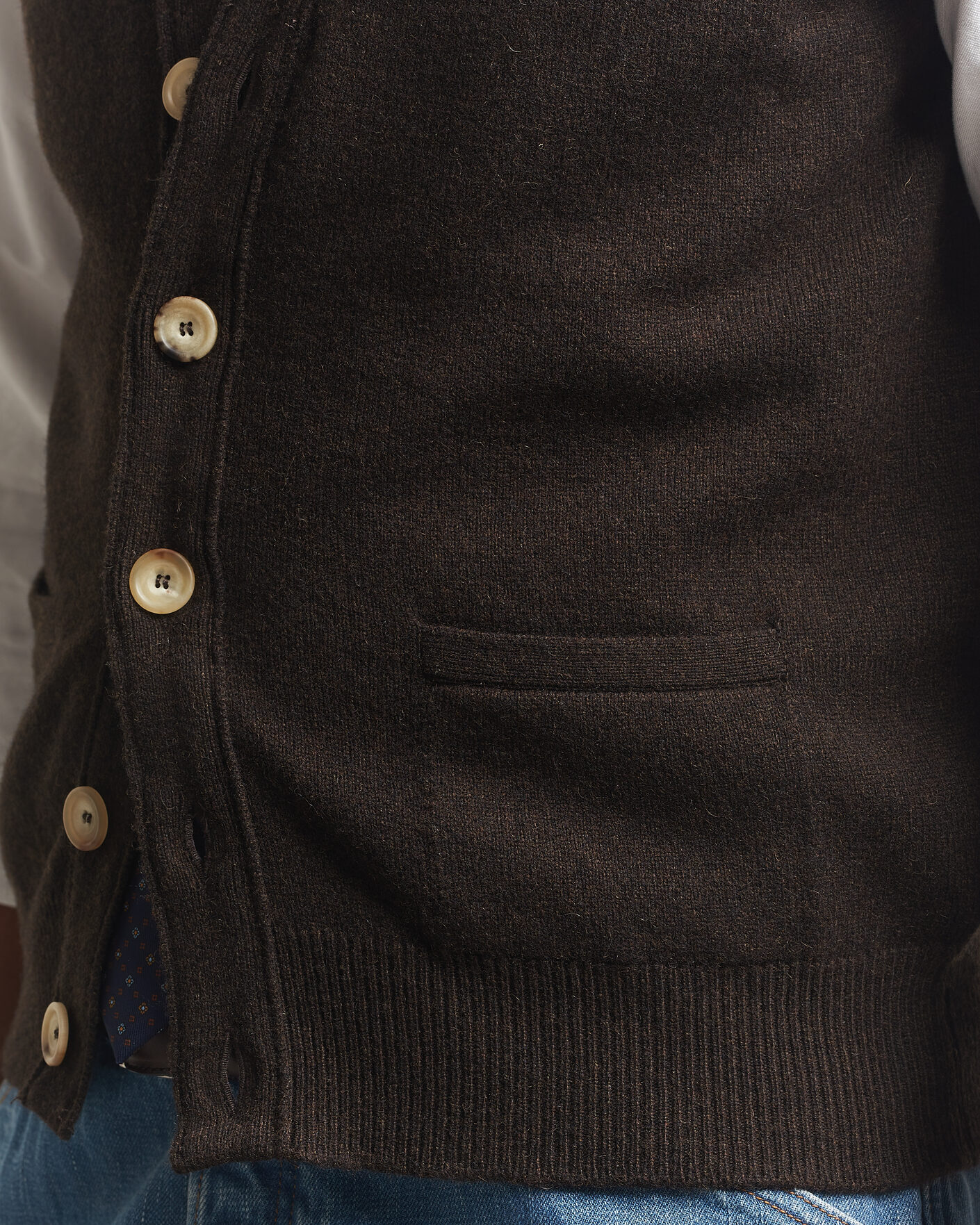 Herre | Trøjer | Drake's | Lambswool Vest Cardigan Dark Brown
