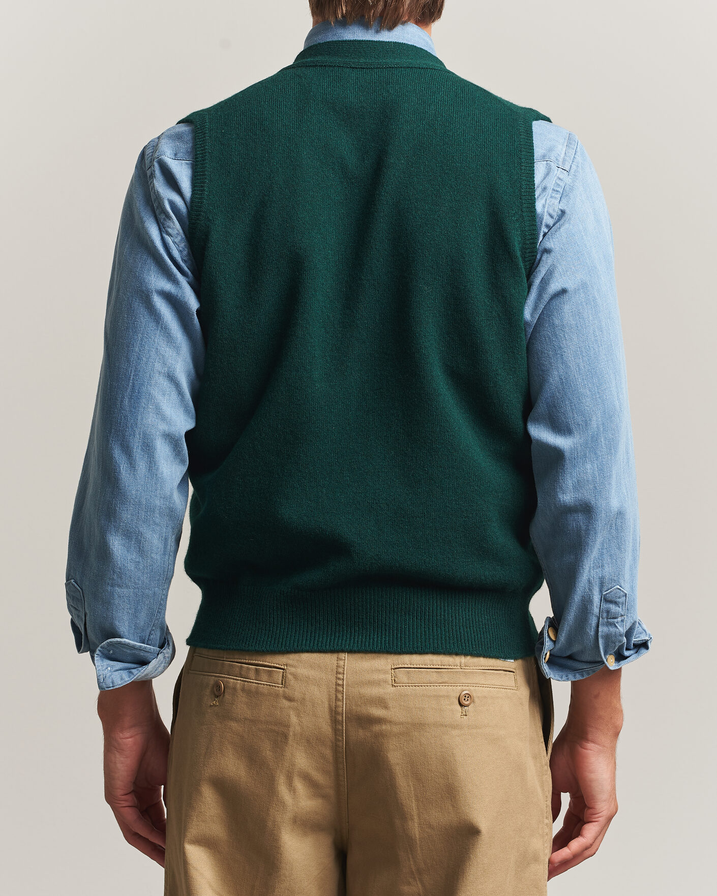 Herre | Trøjer | Drake's | Lambswool Vest Cardigan Green
