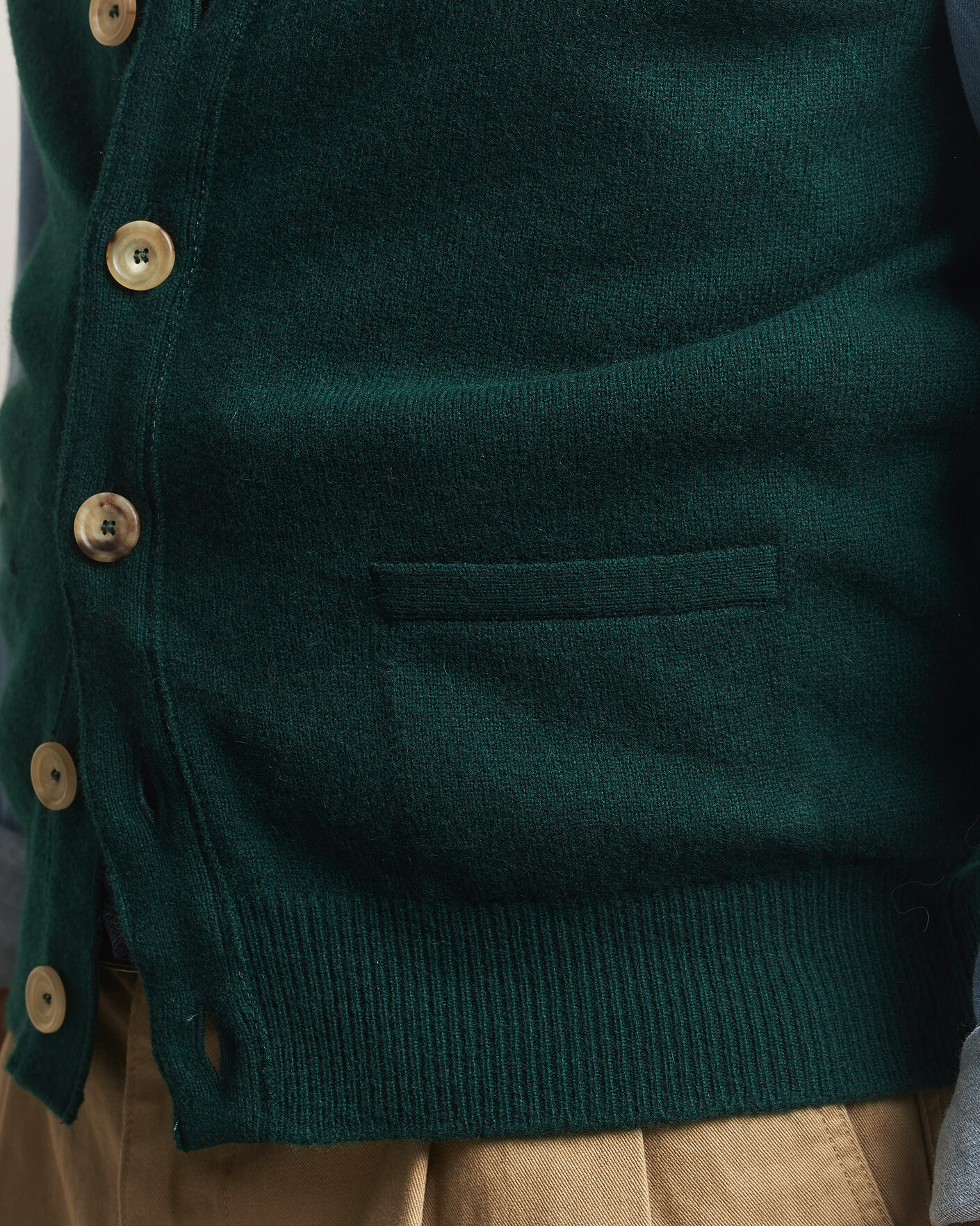 Herre | Trøjer | Drake's | Lambswool Vest Cardigan Green