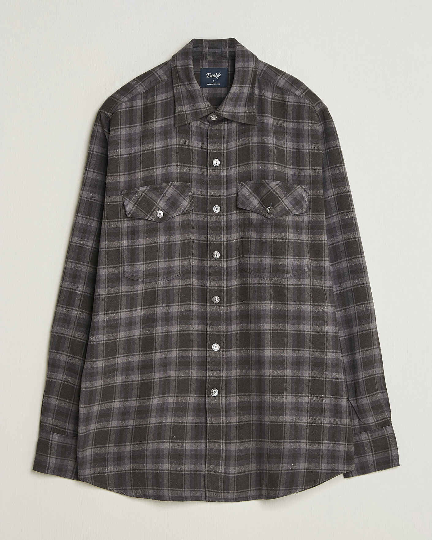 Herre | Skjorter | Drake's | Cotton/Silk Two Pocket Shirt Grey