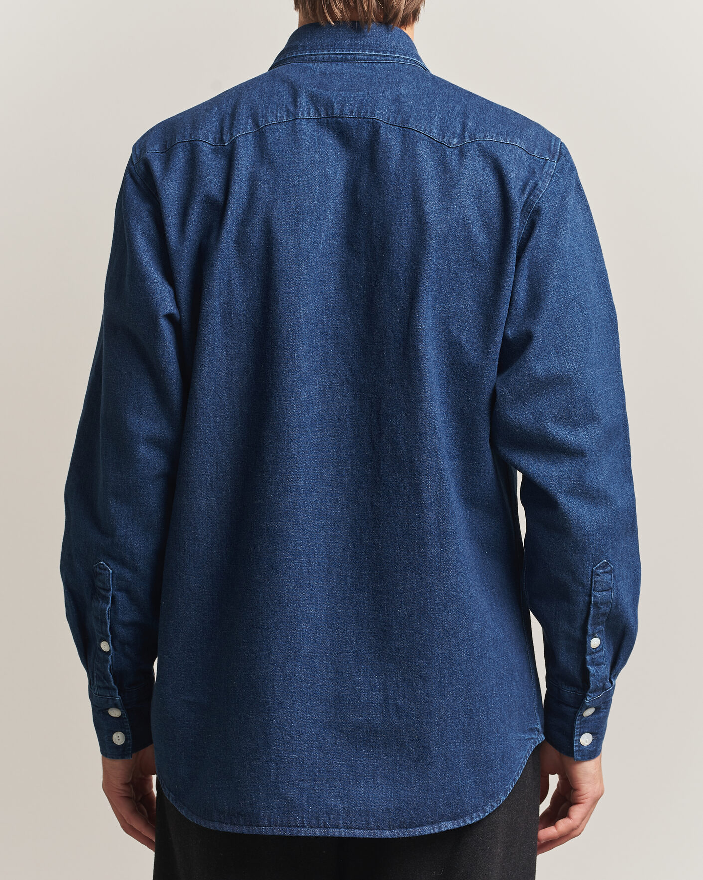 Herre | Skjorter | Drake's | Western Selvedge Denim Shirt Stone Wash Indigo