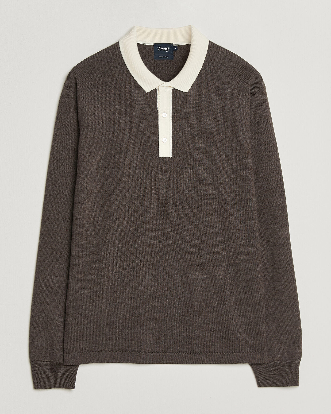 Herre | Trøjer | Drake's | Solid Knitted Rugby Brown