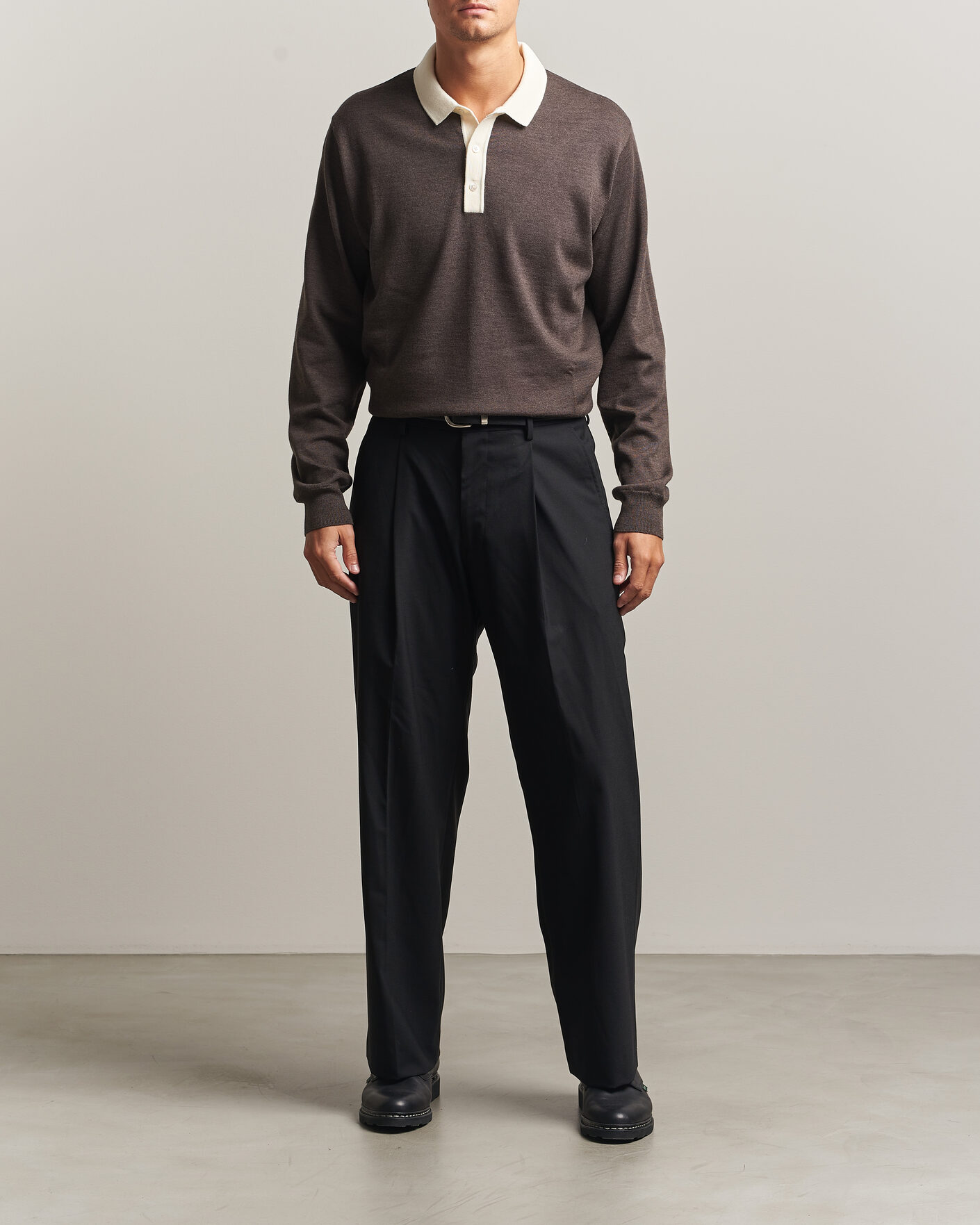 Herre | Trøjer | Drake's | Solid Knitted Rugby Brown