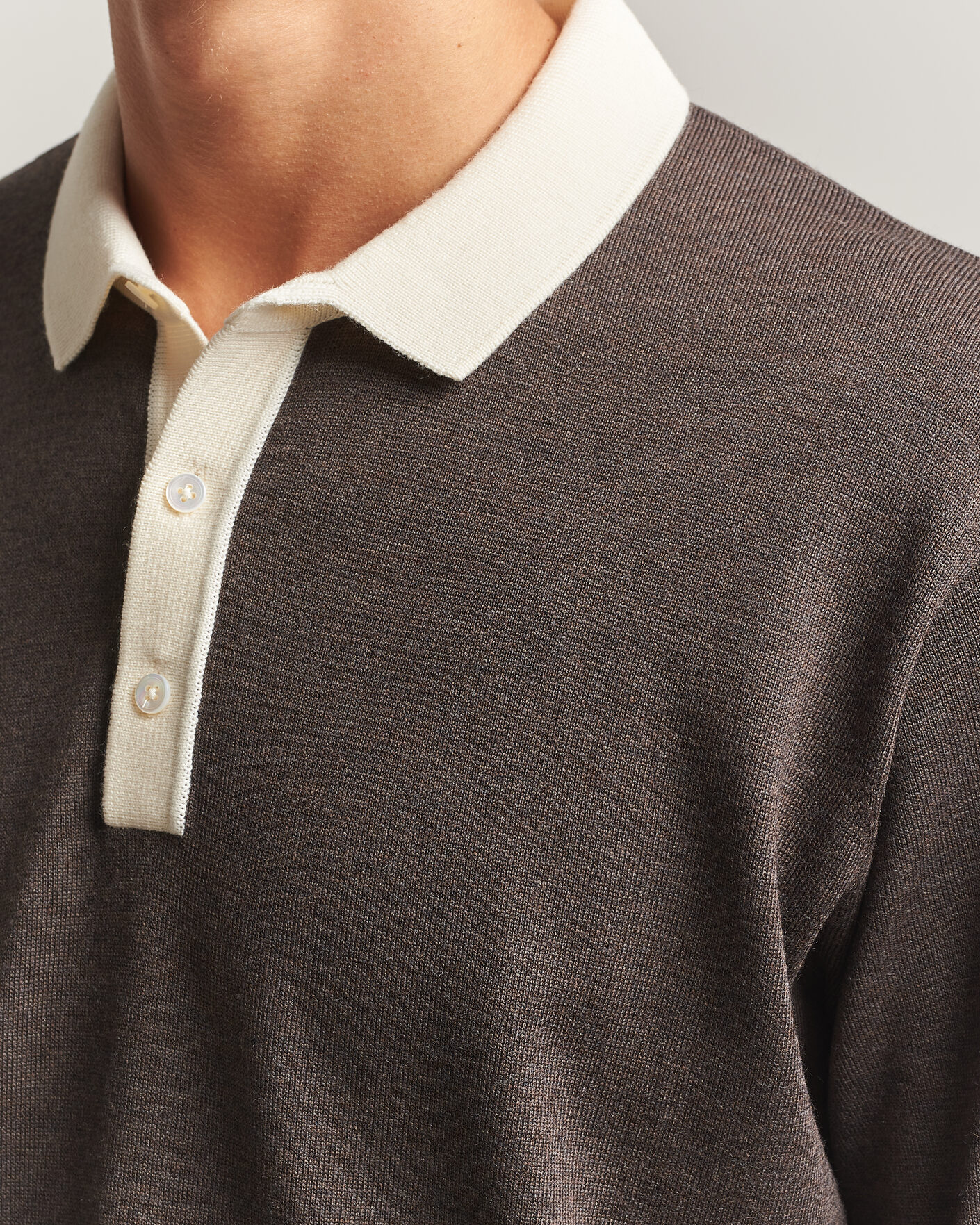 Herre | Trøjer | Drake's | Solid Knitted Rugby Brown