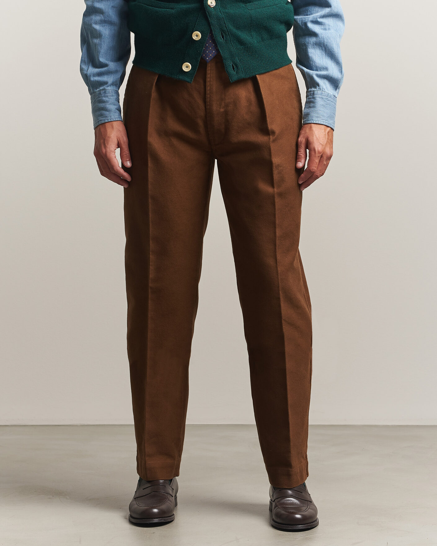 Herre | Bukser | Drake's | MKIV Japanese Moleskin Games Trousers Brown