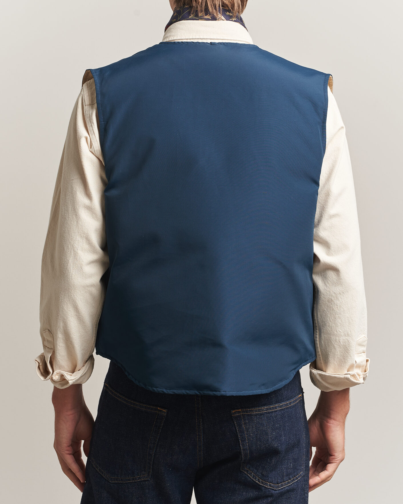 Herre | Veste | Drake's | Reversible Down Vest Petrol/Ecru