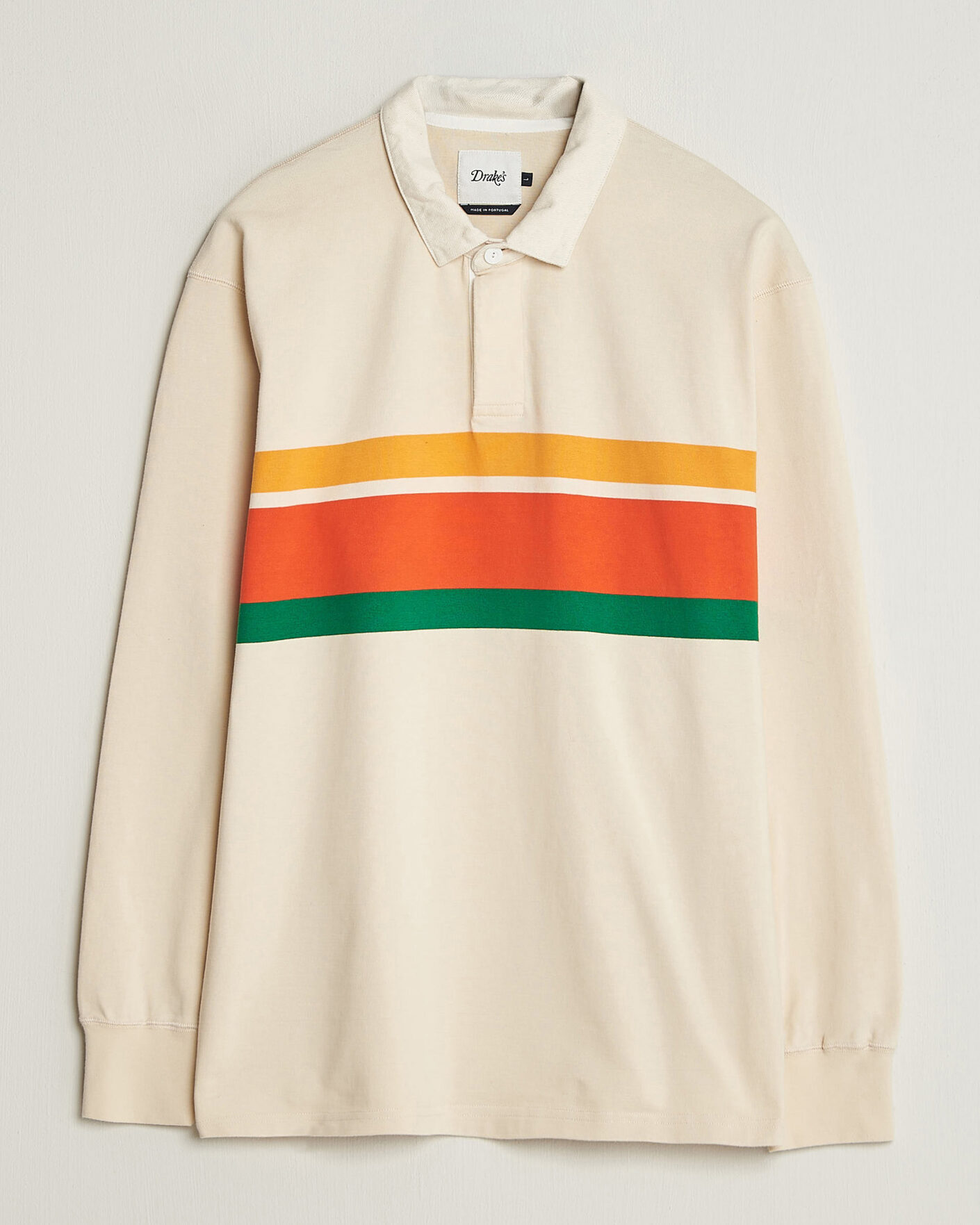 Herre | Trøjer | Drake's | Middle Stripe Rugby Ecru