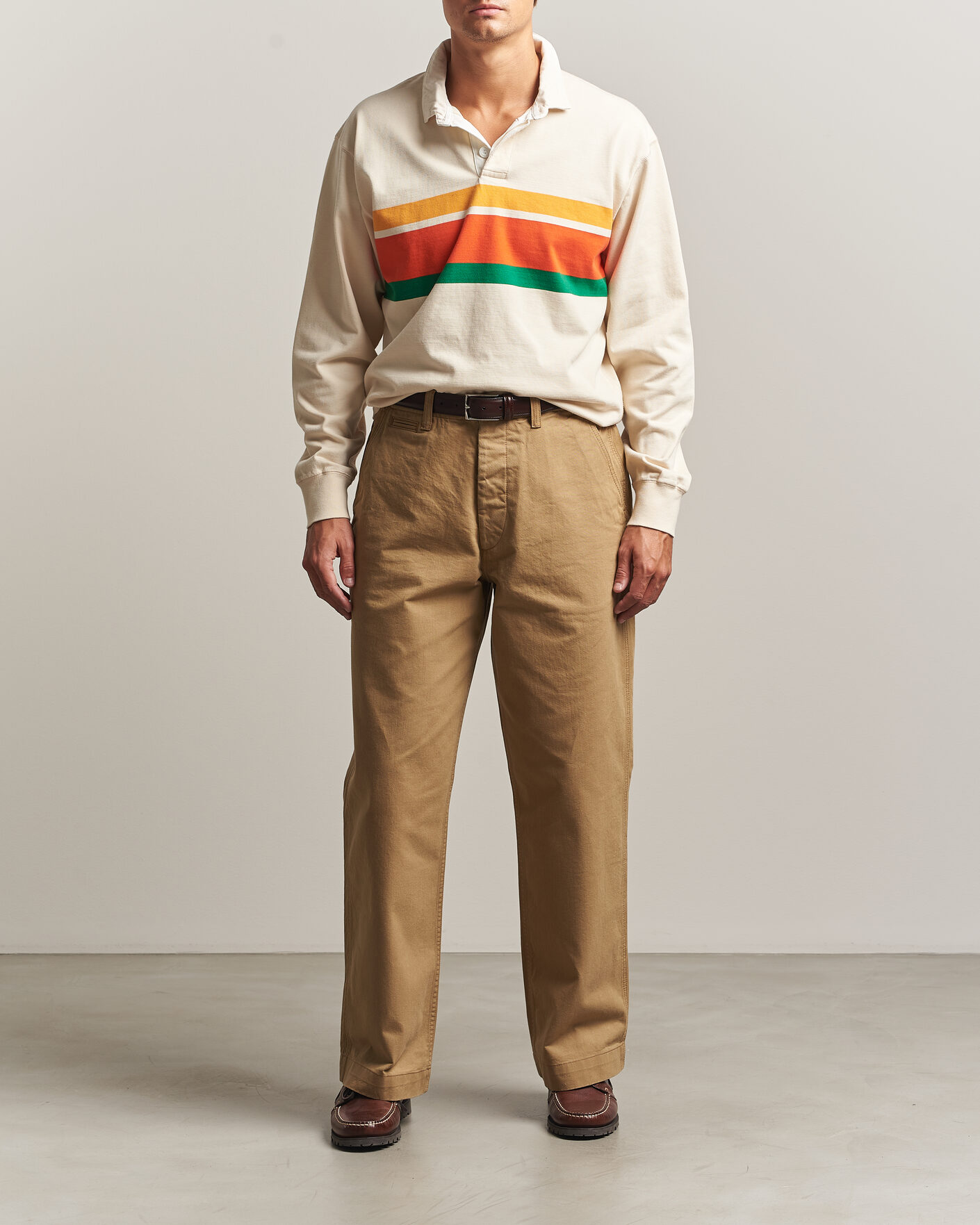 Herre | Trøjer | Drake's | Middle Stripe Rugby Ecru