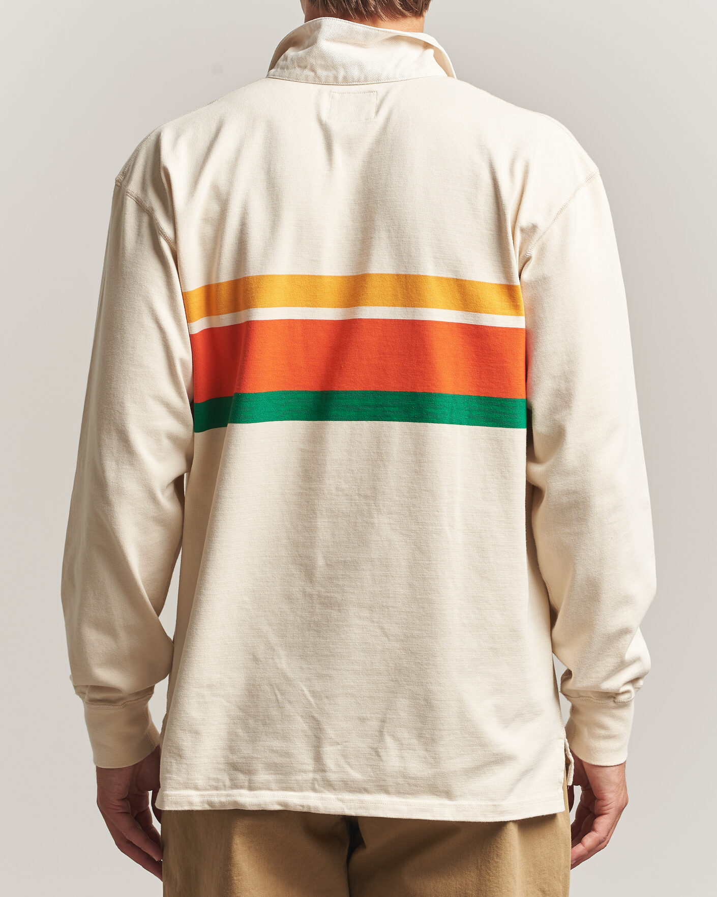 Herre | Trøjer | Drake's | Middle Stripe Rugby Ecru