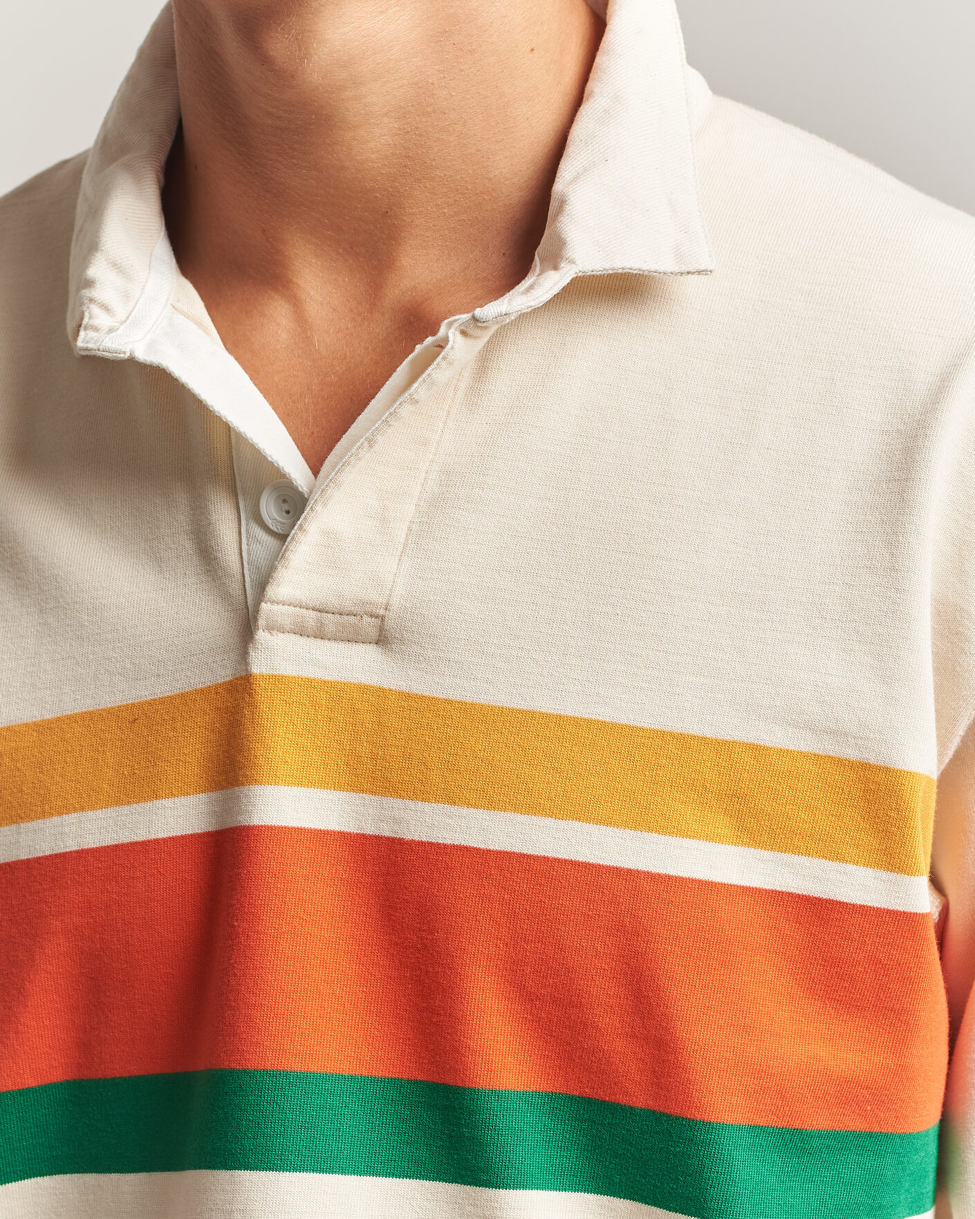 Herre | Trøjer | Drake's | Middle Stripe Rugby Ecru