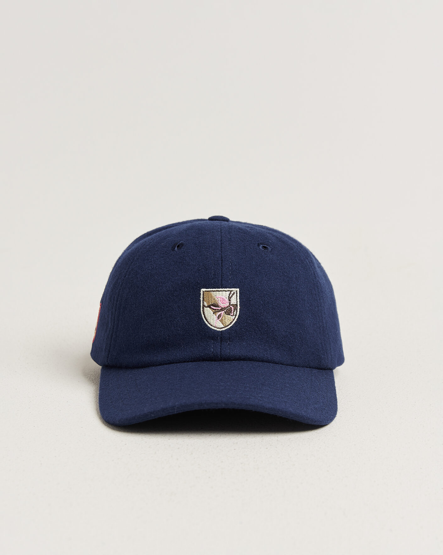 Herre | Hatte & kasketter | Drake's | Crest Merino Wool Baseball Cap Navy
