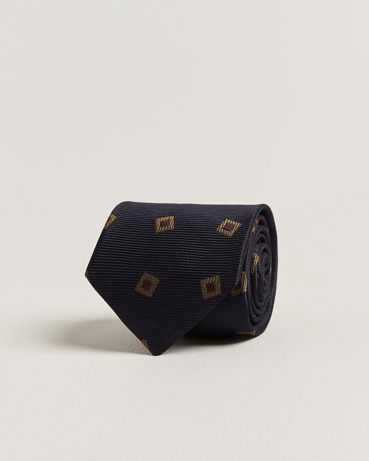 Herre | Slips | Drake's | Diamond Motif Silk Tie Navy/Gold/Red