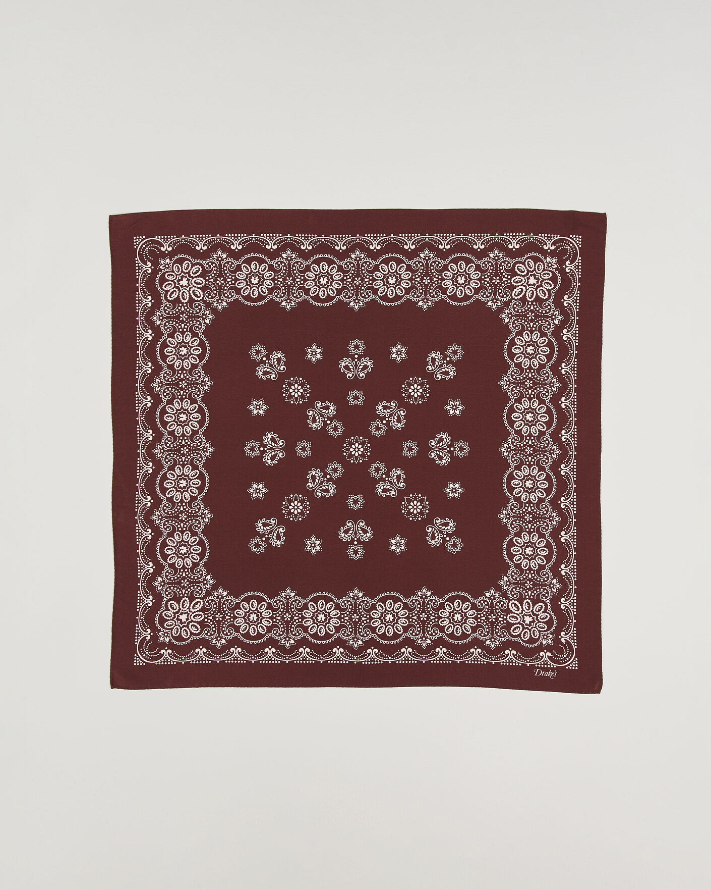 Herre | Tørklæde | Drake's | Traditional Silk Bandana Burgundy