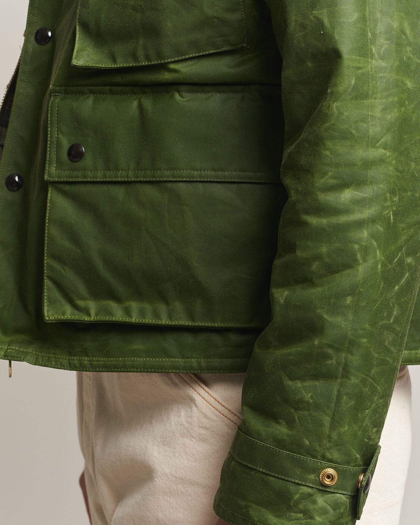 Herre | Jakker | Drake's | Waxed Wader Jacket Lemongrass