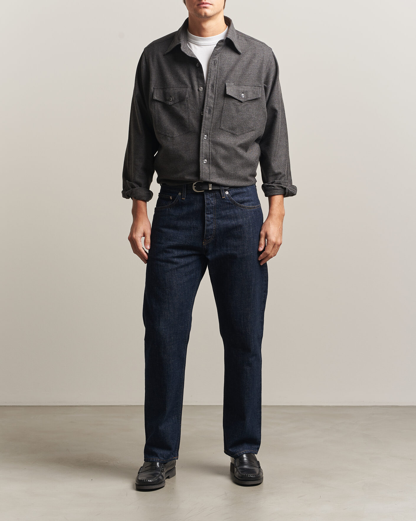 Herre | Skjorter | Drake's | Two Pocket Casual Shirt Grey