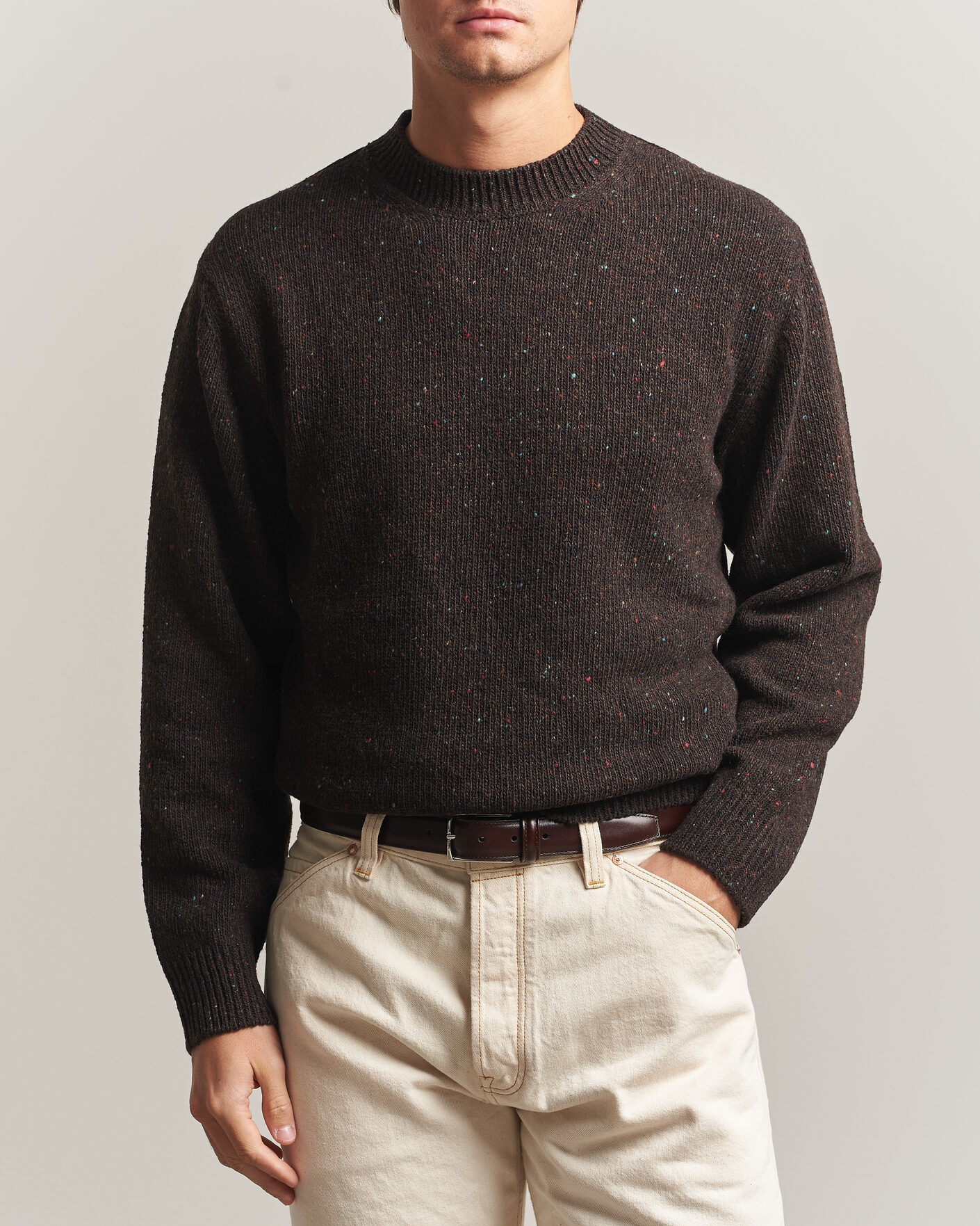 Herre | Trøjer | Drake's | Donegal Crewneck Brown