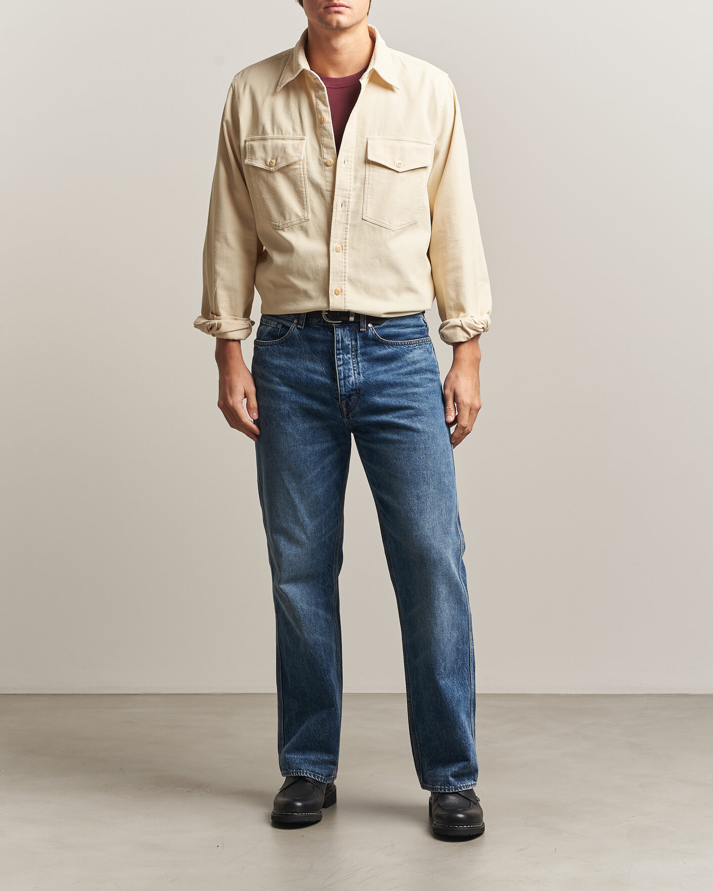 Herre | Skjorter | Drake's | Two Pocket Corduroy Shirt Ecru