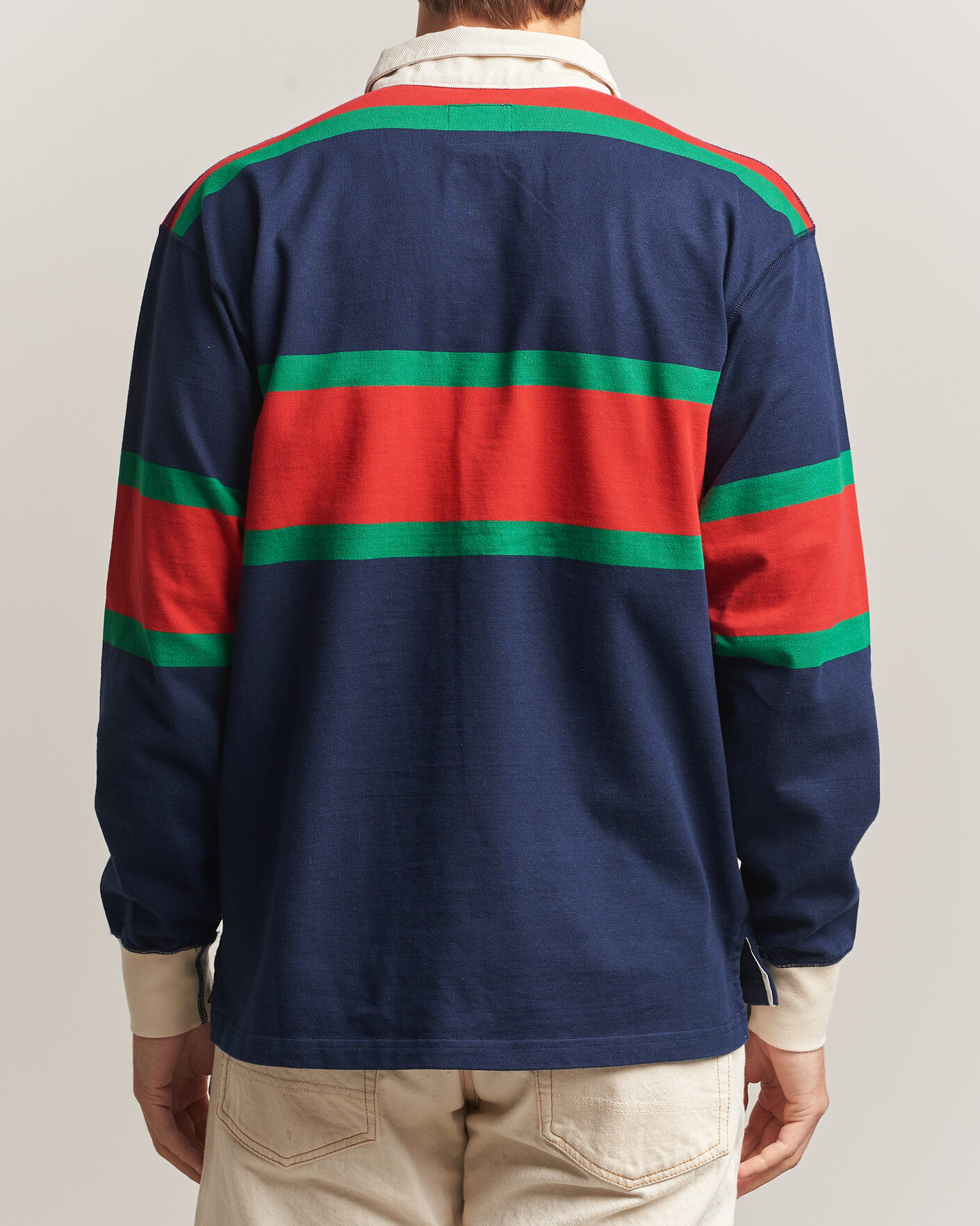 Herre | Trøjer | Drake's | Middle Stripe Rugby Navy/Red/Green