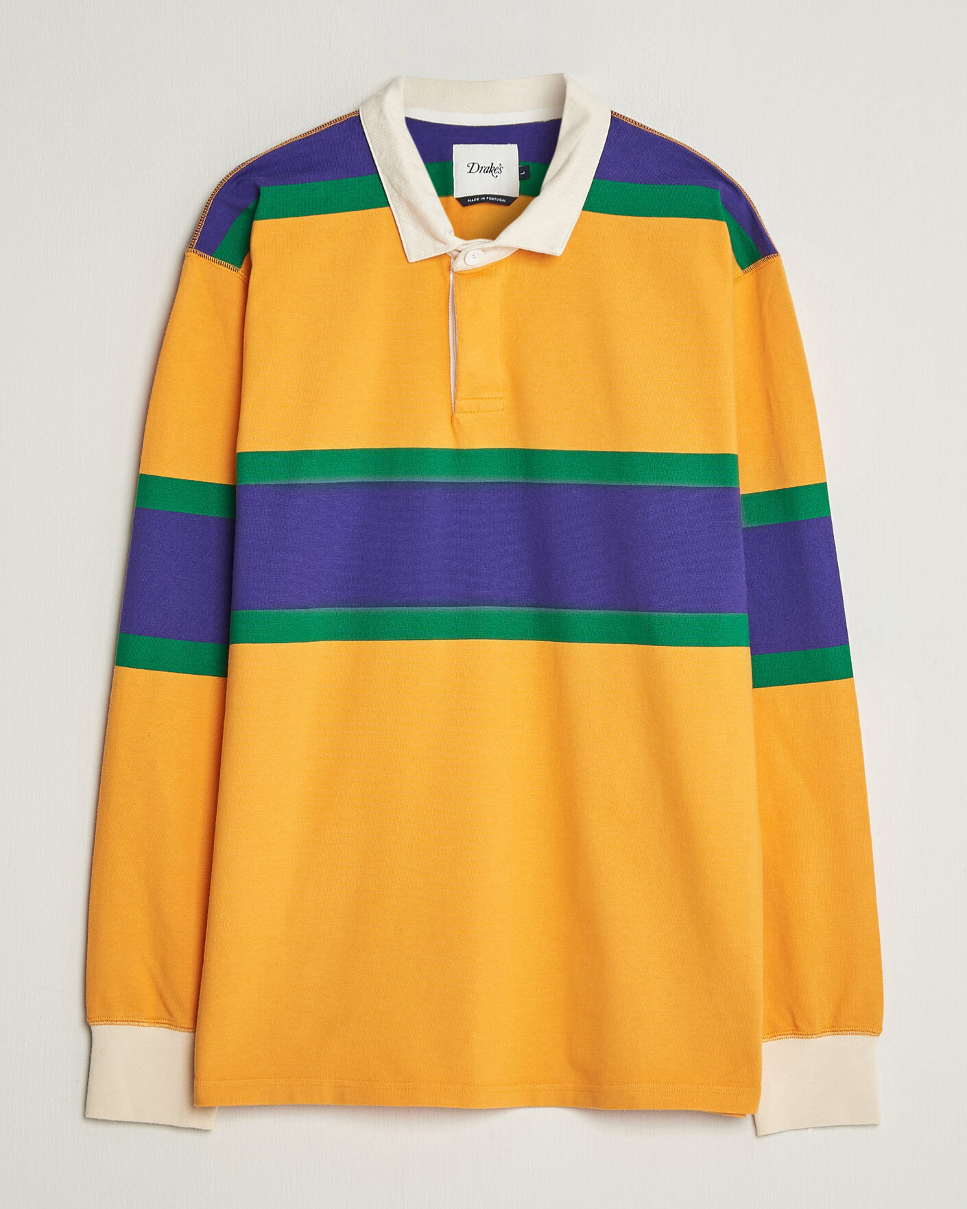 Herre | Trøjer | Drake's | Block Stripe Rugby Yellow