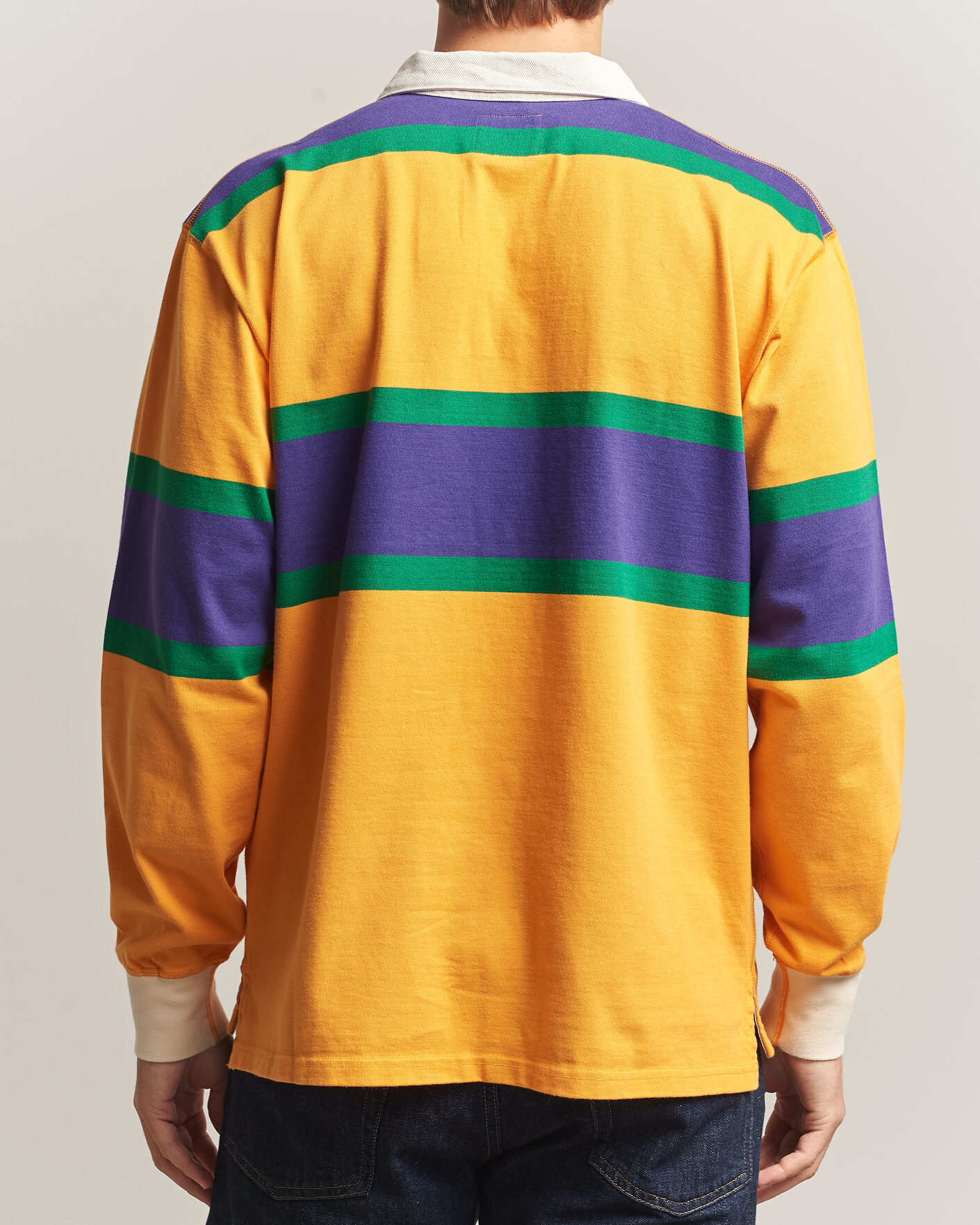 Herre | Trøjer | Drake's | Block Stripe Rugby Yellow