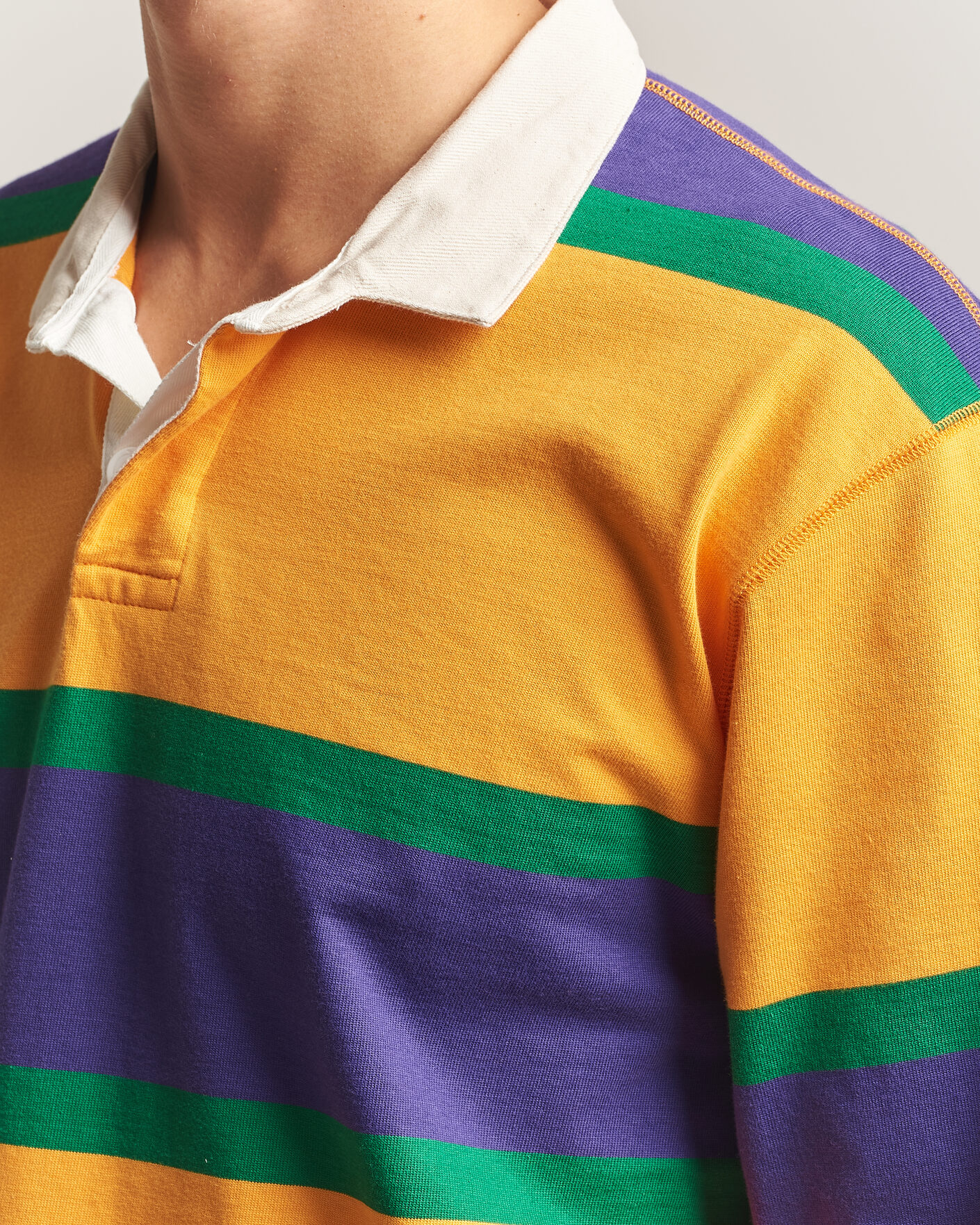 Herre | Trøjer | Drake's | Block Stripe Rugby Yellow