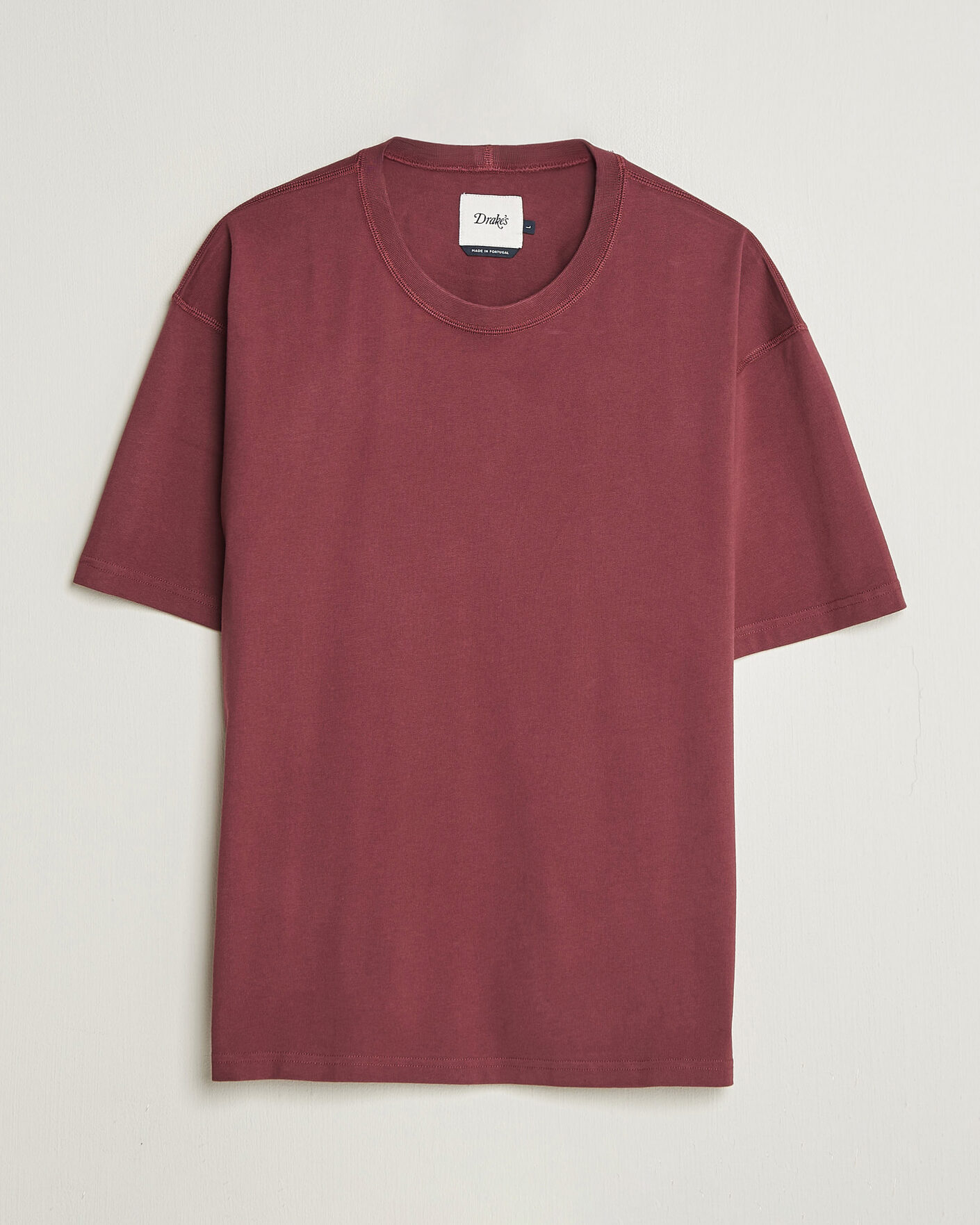 Herre | T-Shirts | Drake's | O´Clock Back Print Hiking T-Shirt Dark Plum