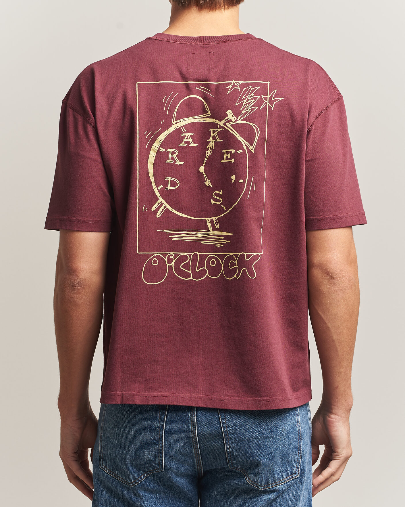 Herre | T-Shirts | Drake's | O´Clock Back Print Hiking T-Shirt Dark Plum