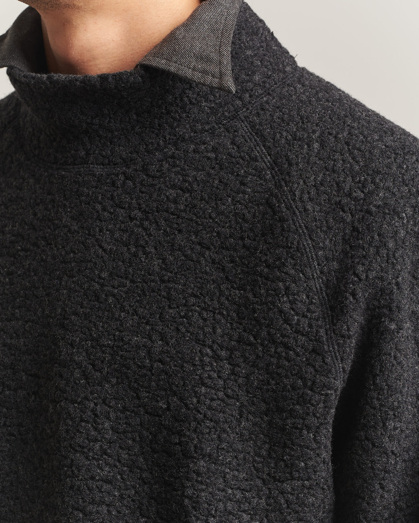 Herre | Trøjer | Drake's | Mock Neck Fleece Grey